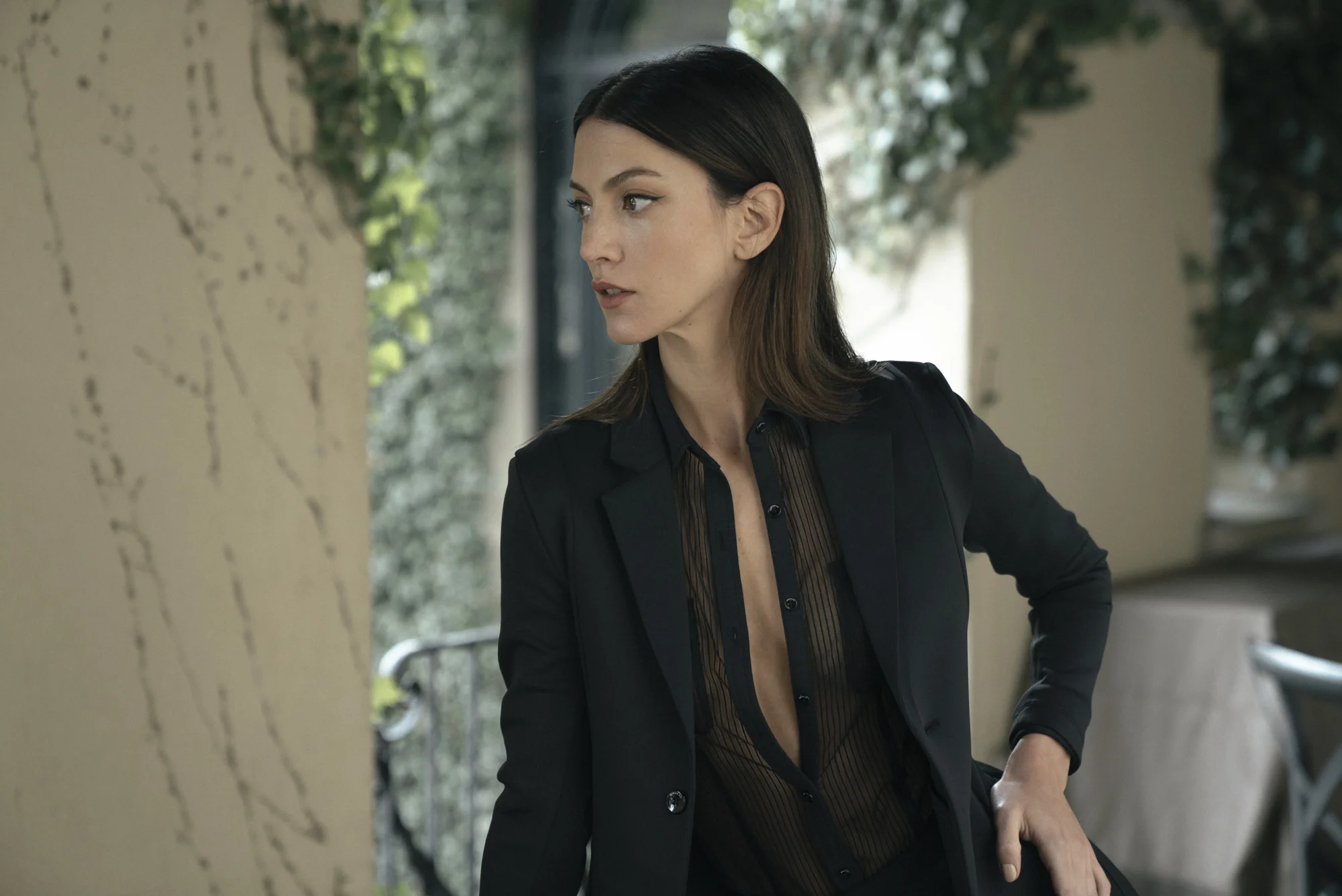 Photos by Andrew Chuang\ Model Alexandra Mendoza wearing the Knockout Suit and shirt\ Stylist Sophia Peng
