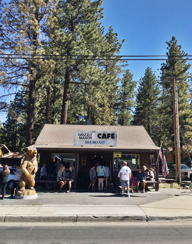 Breakfast at Big Bear's famous Grizzley Manor. Always worth the wait.