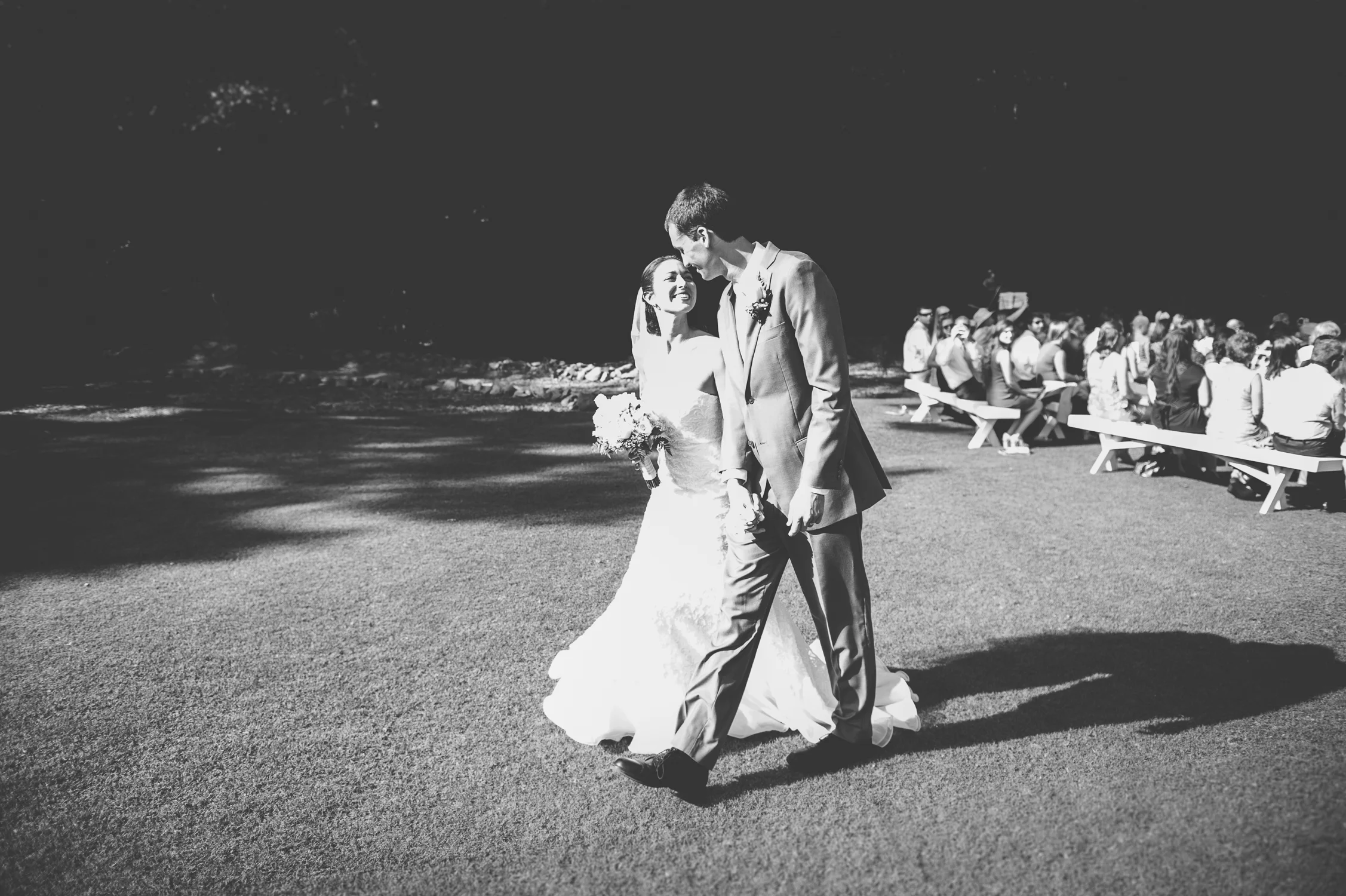 Bride and Groom recessional at Chapel Hill Carriage House, Chapel Hill, NC