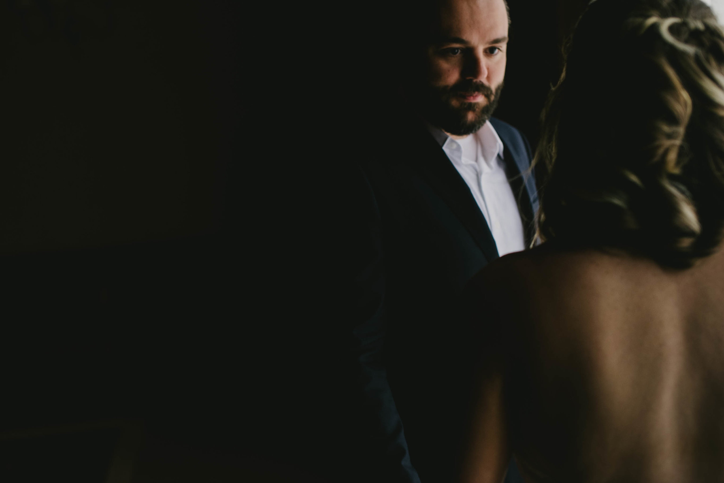 a first look between the bride and groom at the Umstead Hotel and Spa