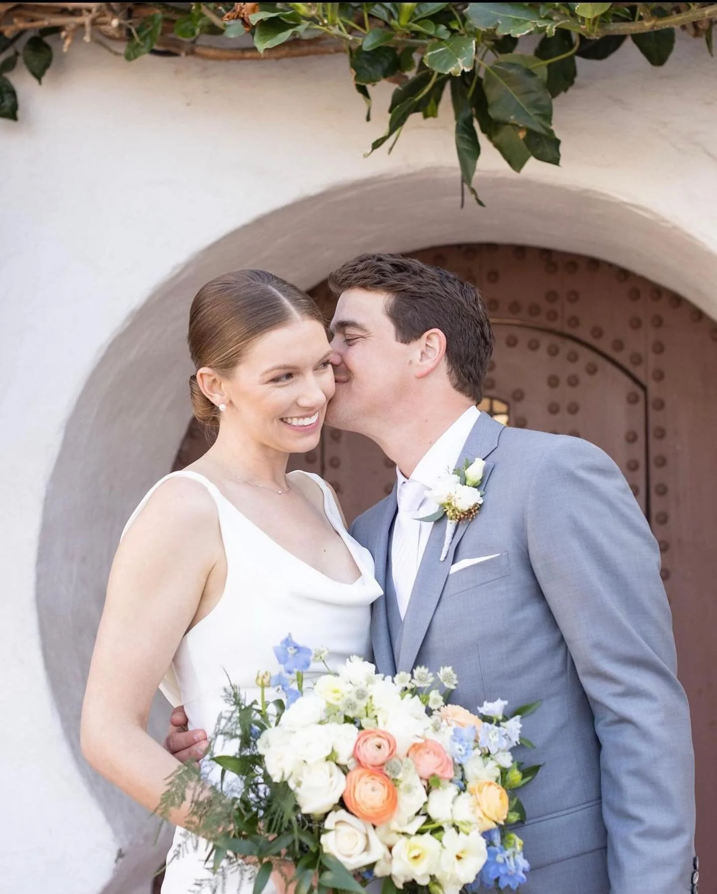 Whispering sweet nothings &amp; sleek updo, FTW 🤍

Hair + Makeup | @designvisage #dvbreannas #dvedith #dvkaren 
Bride | @brookecrowe
Groom | @dcporter10 
Venue | @casaromanticaweddings
Coordinator | @joy_n_company
Caterer |  @carbonaracaterings
Flor