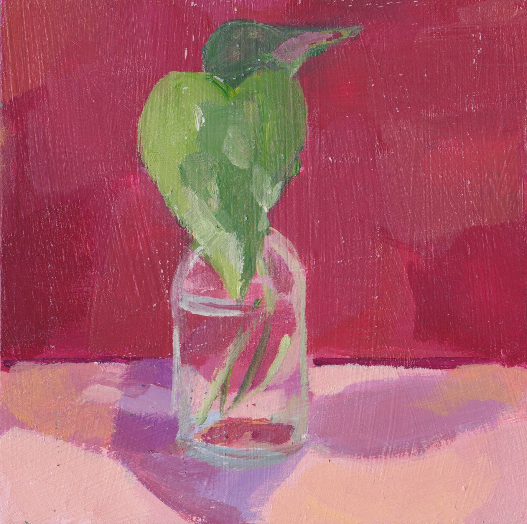 small plant red painting on panel 6x6.jpeg
