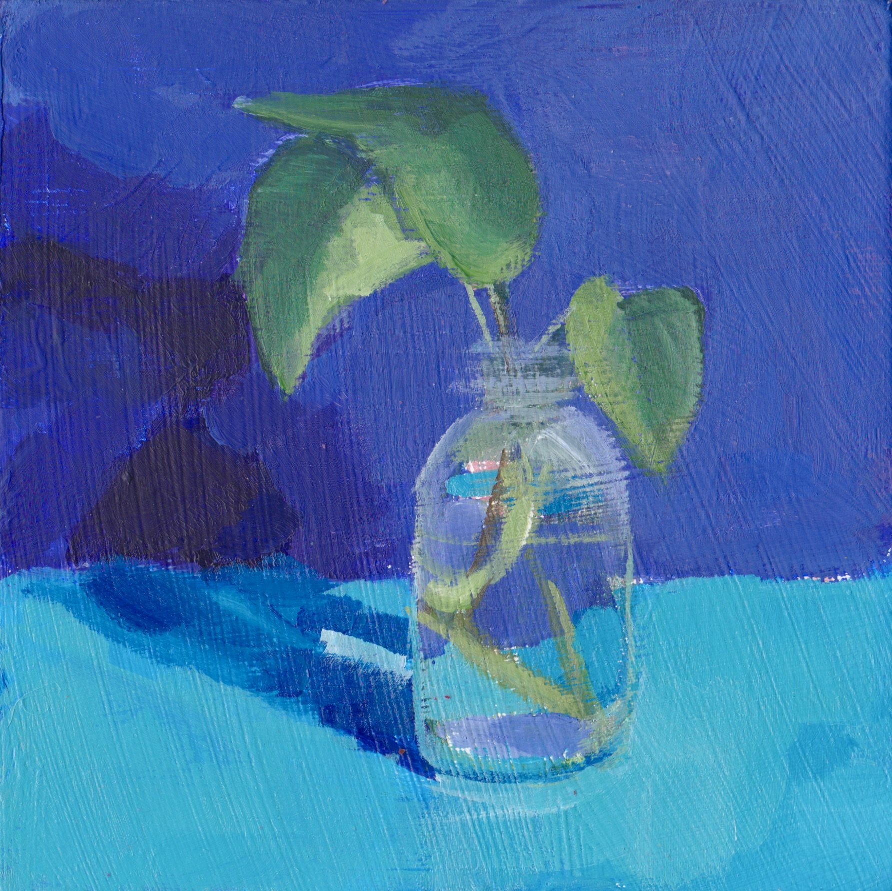 small plant blue painting on panel 6x6.jpeg