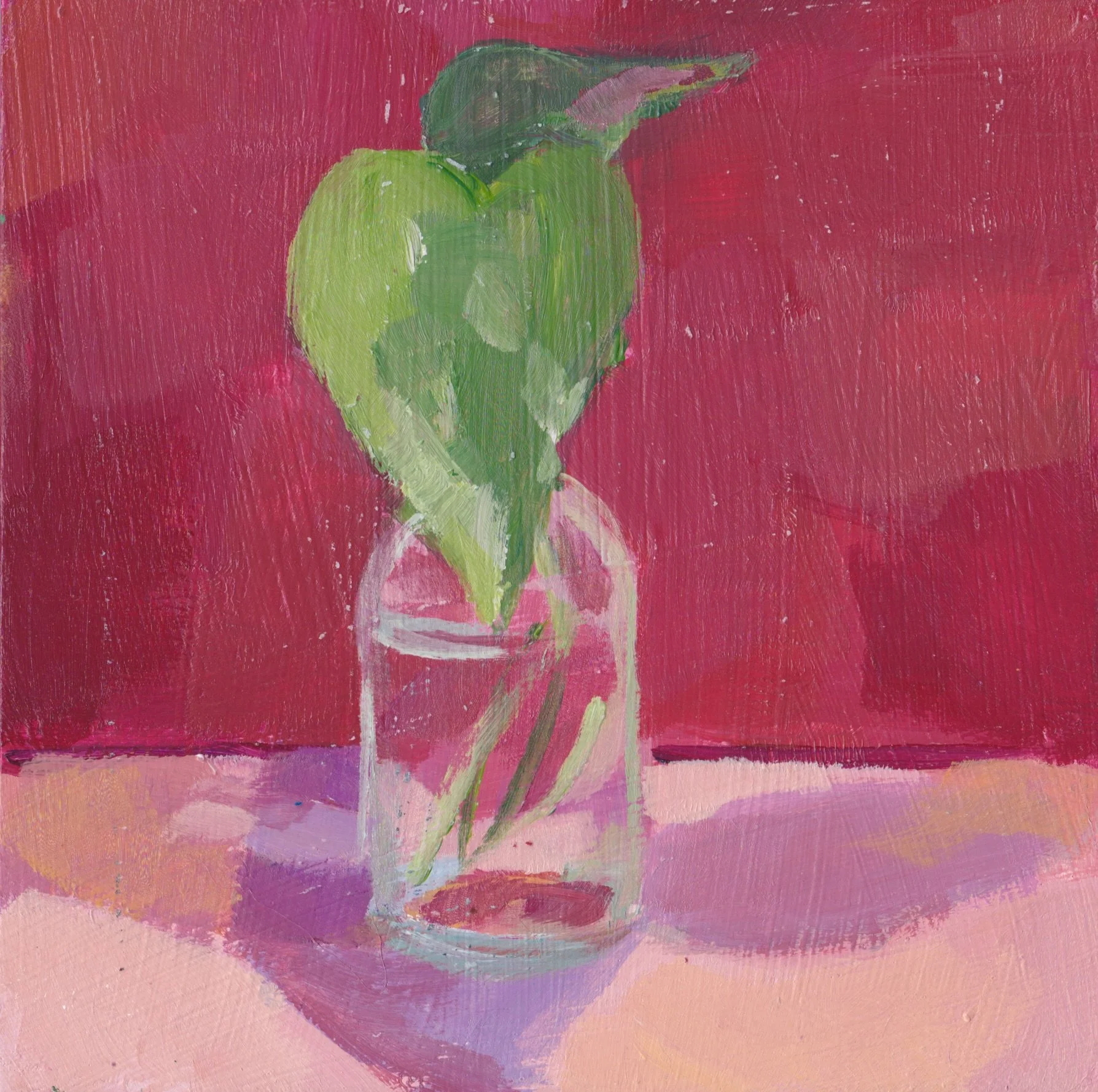 small plant red painting on panel 6x6.jpeg