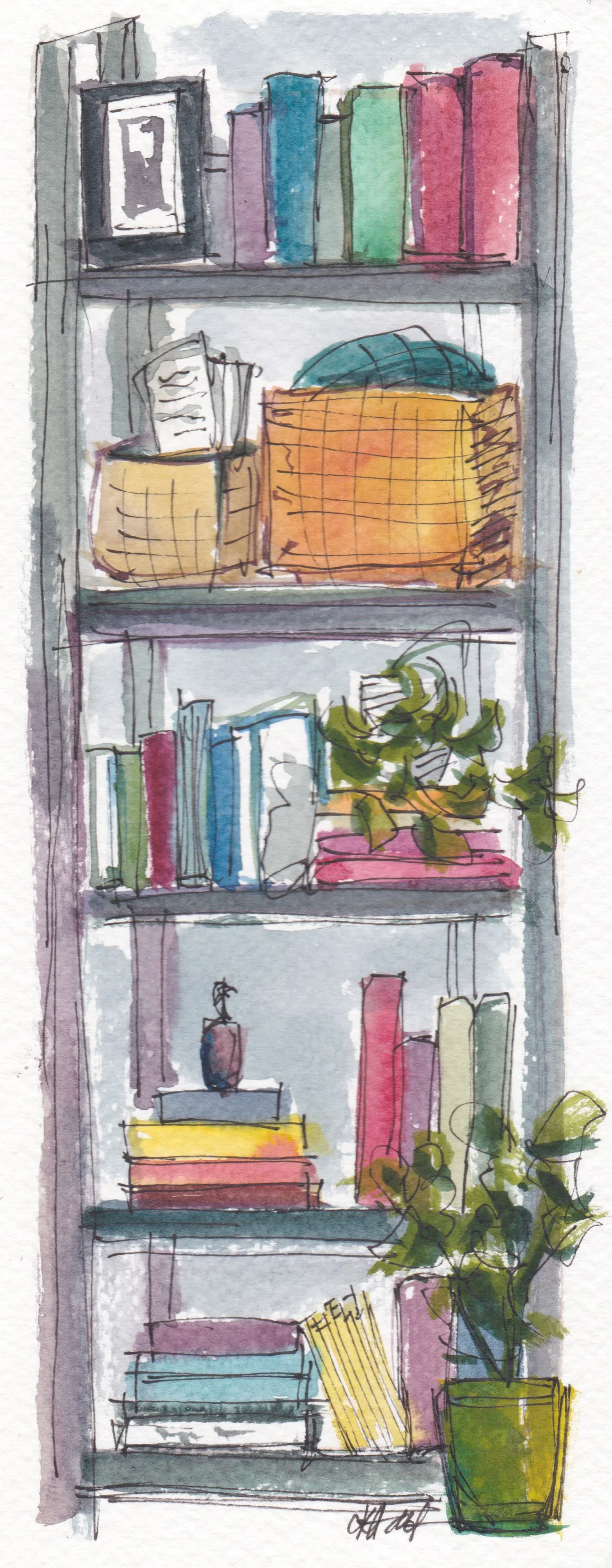 plein air watercolor  bookshelf_4x8in_8.27.26.jpg