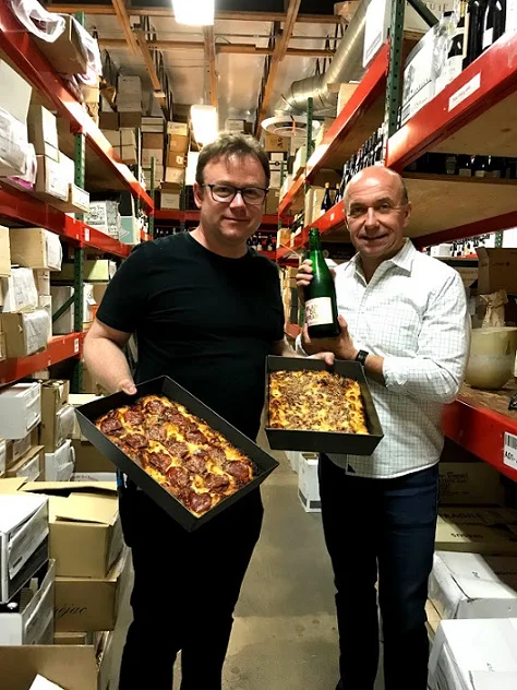 Keith brought the pizza, Kaj brought the wine.