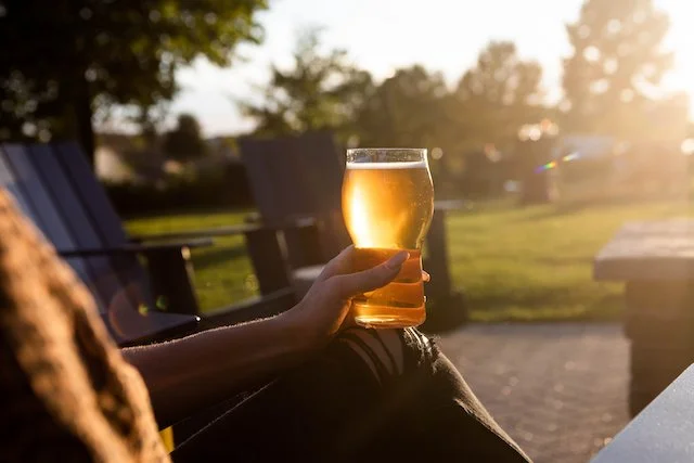 Glass of beer in the spring sunshine