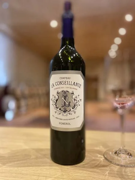 A bottle of Conseillante from Bordeaux's 2021 vintage, taken by K&L Wine Merchants' staffer Gary Norton
