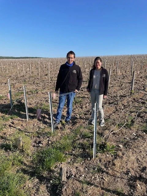 Winemakers Laurent and Claire Derot in their vineyards in Champagne