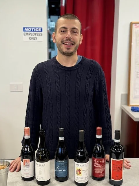 K&L Italian Wine Buyer Orazio Campoli in front of wines during a review of the 2021 Brunello di Montalcino vintageK&L Italian Wine Buyer Orazio Campoli in front of wines during a review of the 2021 Brunello di Montalcino vintage