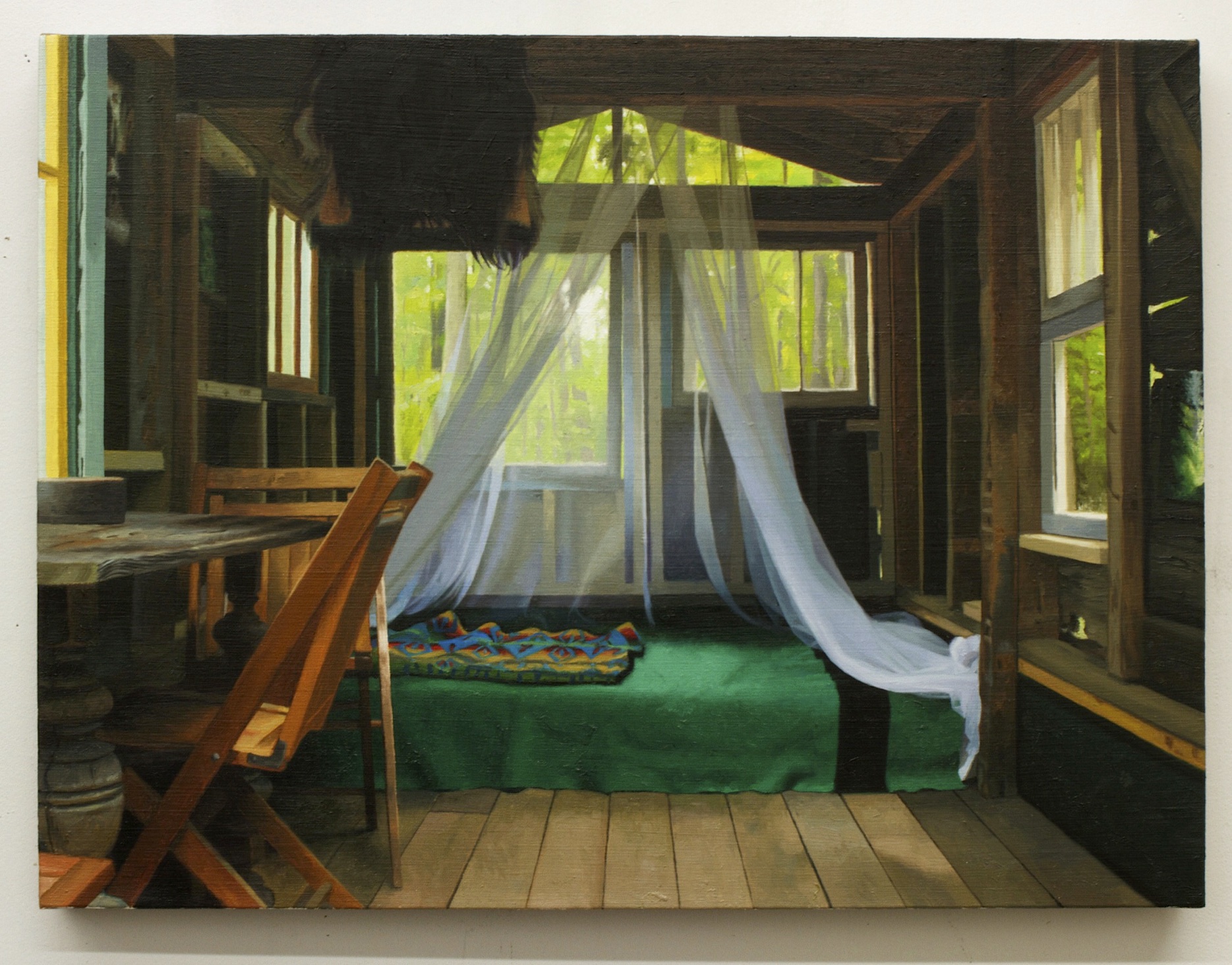 Interior with Blankets, oil on linen 18"X24" 2014