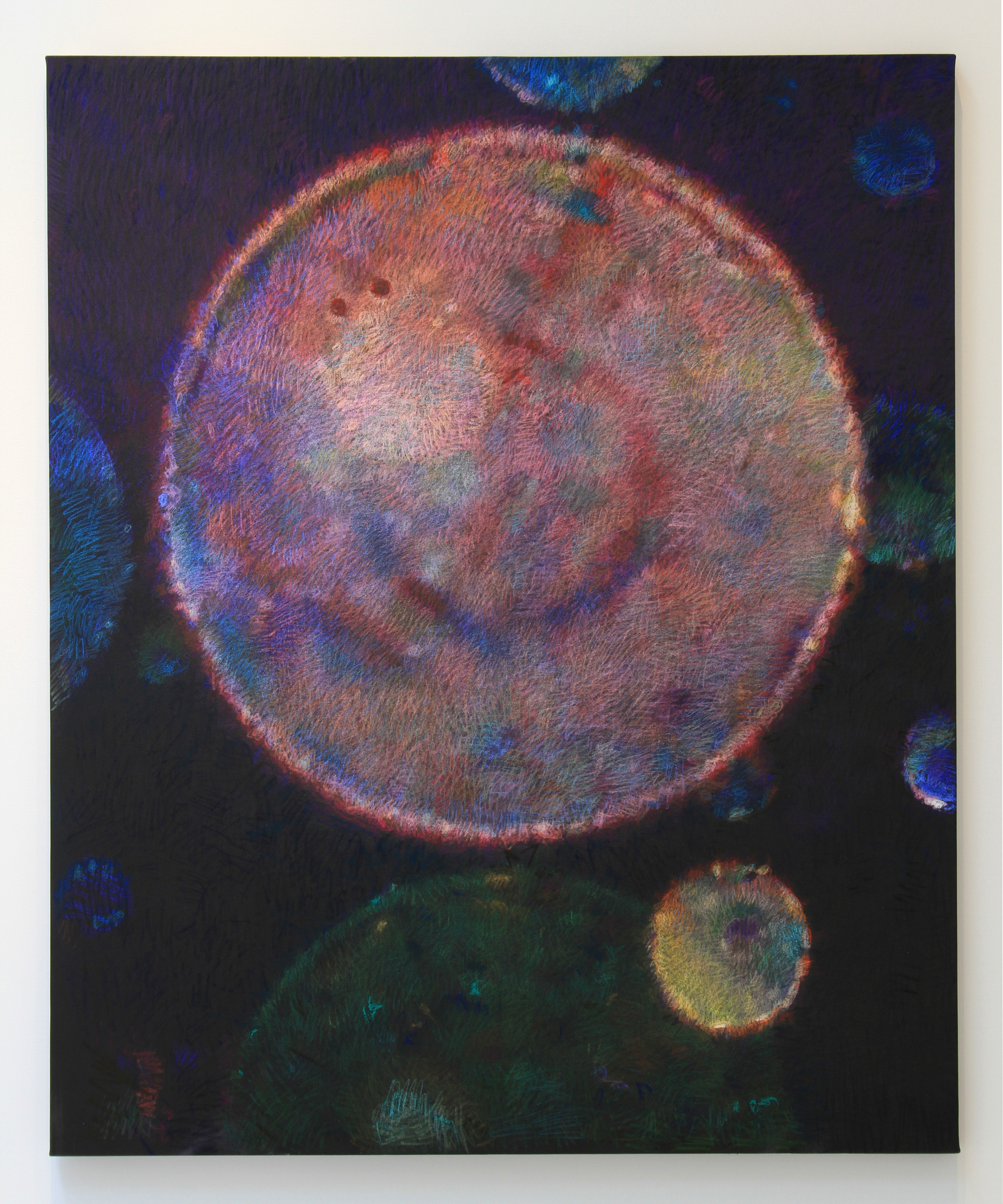 Pink Moon Orb, pastel on canvas 2016 92"X76"