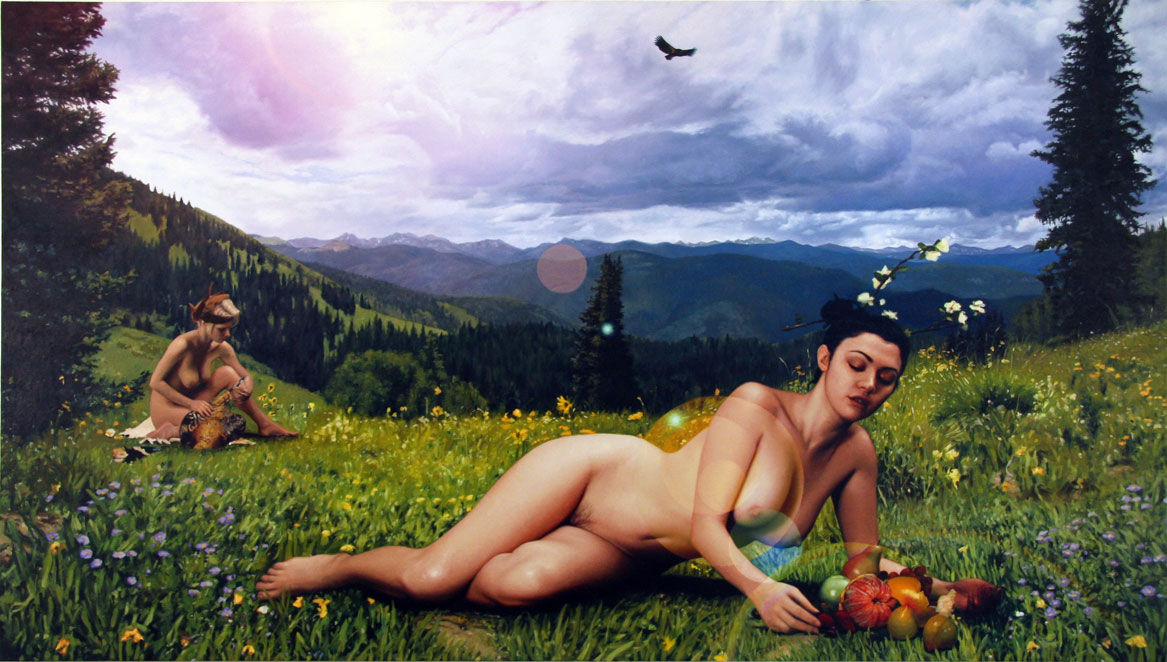 And They Returned to the Green Wilderness to Live of the Land, oil on linen 40"X 72" 2009