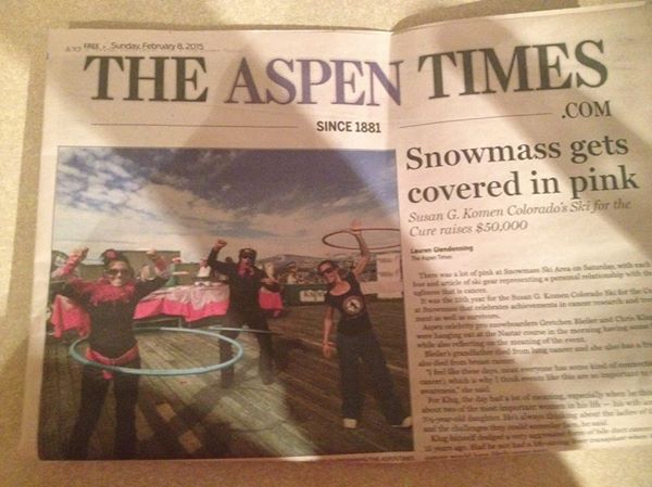 Aspen Times features a Betty Hoops fundraising event on the front page