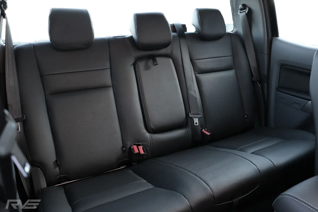 Mazda BT-50 - Standard leather rear seats with perforated inserts and silver stitching.