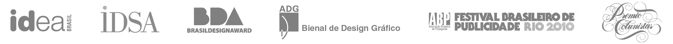 Alguns dos prêmios recebidos quando trabalhou na Dumbo e Dois. A Publicidade (RN) e Crama Design (RJ).