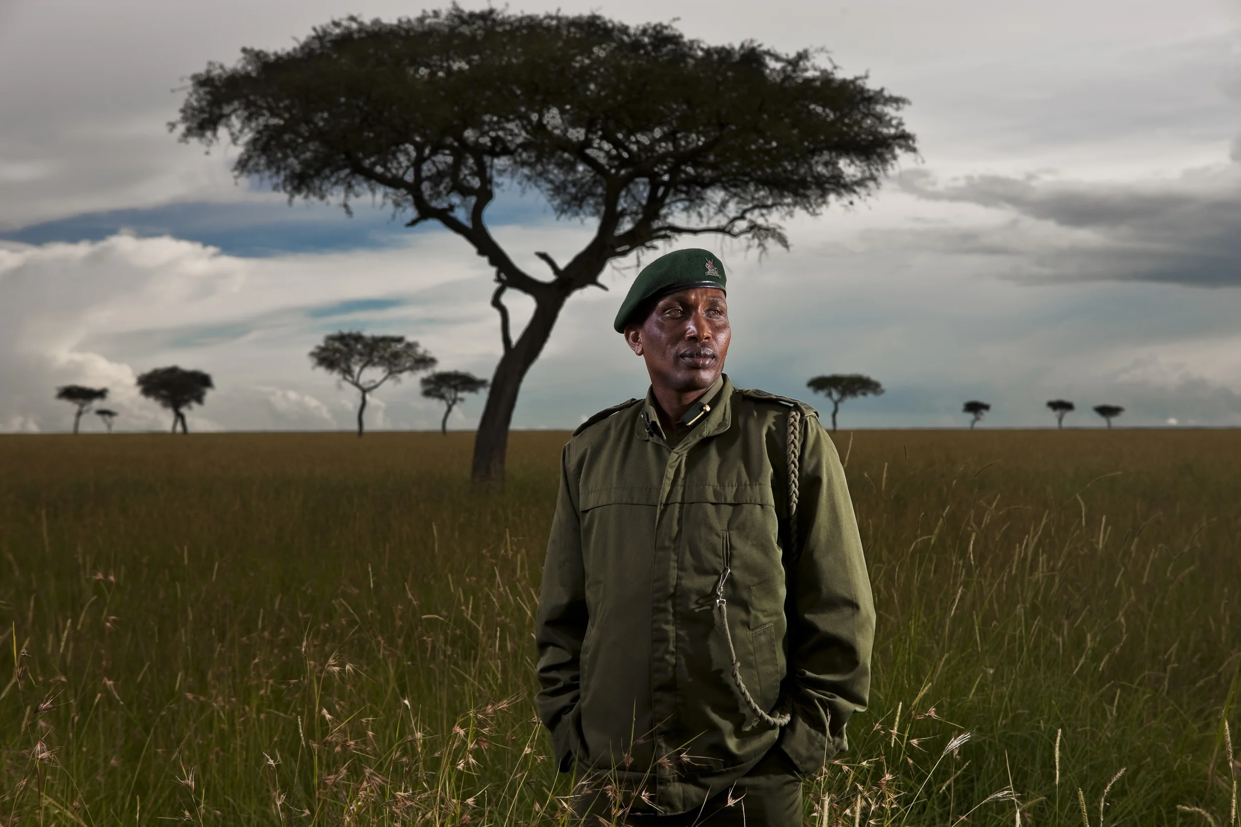 MASAAI MARA NATIONAL RESERVE, KENYA, FEBRUARY 2010. Samson Lenjirr, 41, the AG Chief Game Warden of the Mara Triangle Conservancy Masaai Mara National Reserve, Kenya, 21 February 2010. Lenjirr has been an outspoken critic of the abundance of illegal safari lodges, camps and hotels in the reserve. He has campaigned for a proper land management plan from the Kenyan Government and spoken out fearlessly about corruption and the resulting overcrowding and ecologically unsound practises happening in the Mara today. There are currently 108 tourist operations in the greater Mara area, of which only 29% meet the legal standards to be in business. Lenjirr believes that unless something is done soon, the Mara will reach a tipping point from which there can be no return for arguably the most important wildlife reserve in the world. (Photo by Brent Stirton/Reportage by Getty Images)