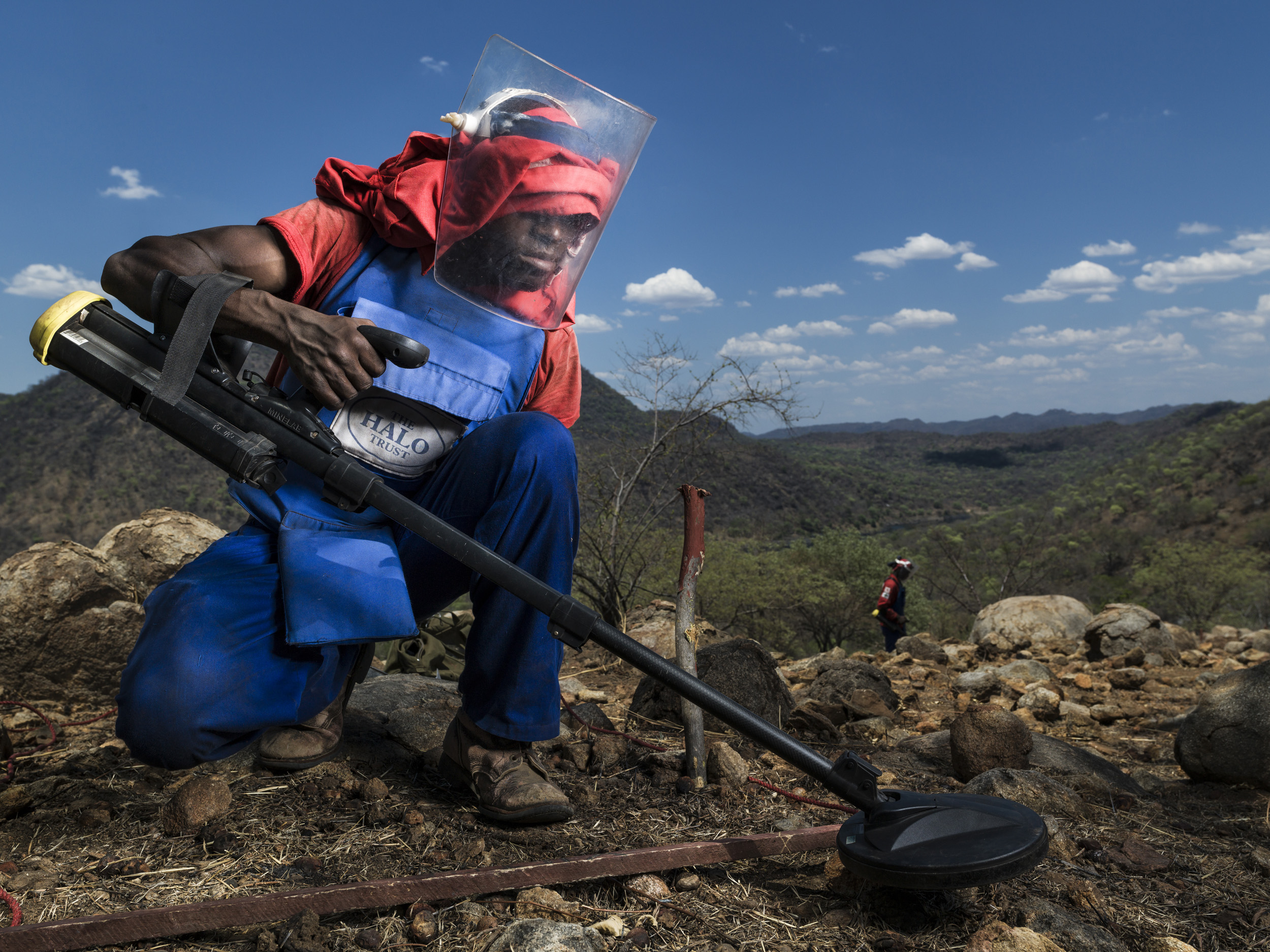 TETE, MOZAMBIQUE, NOVEMBER 2013: Victor Pirez, 28, performs demining operations in the Chinzunga hills close to Cabora Bassa, Mozambique, 18 November 2013. Victor has been a demined for 5 years and says that his grandfather was killed by a landmine