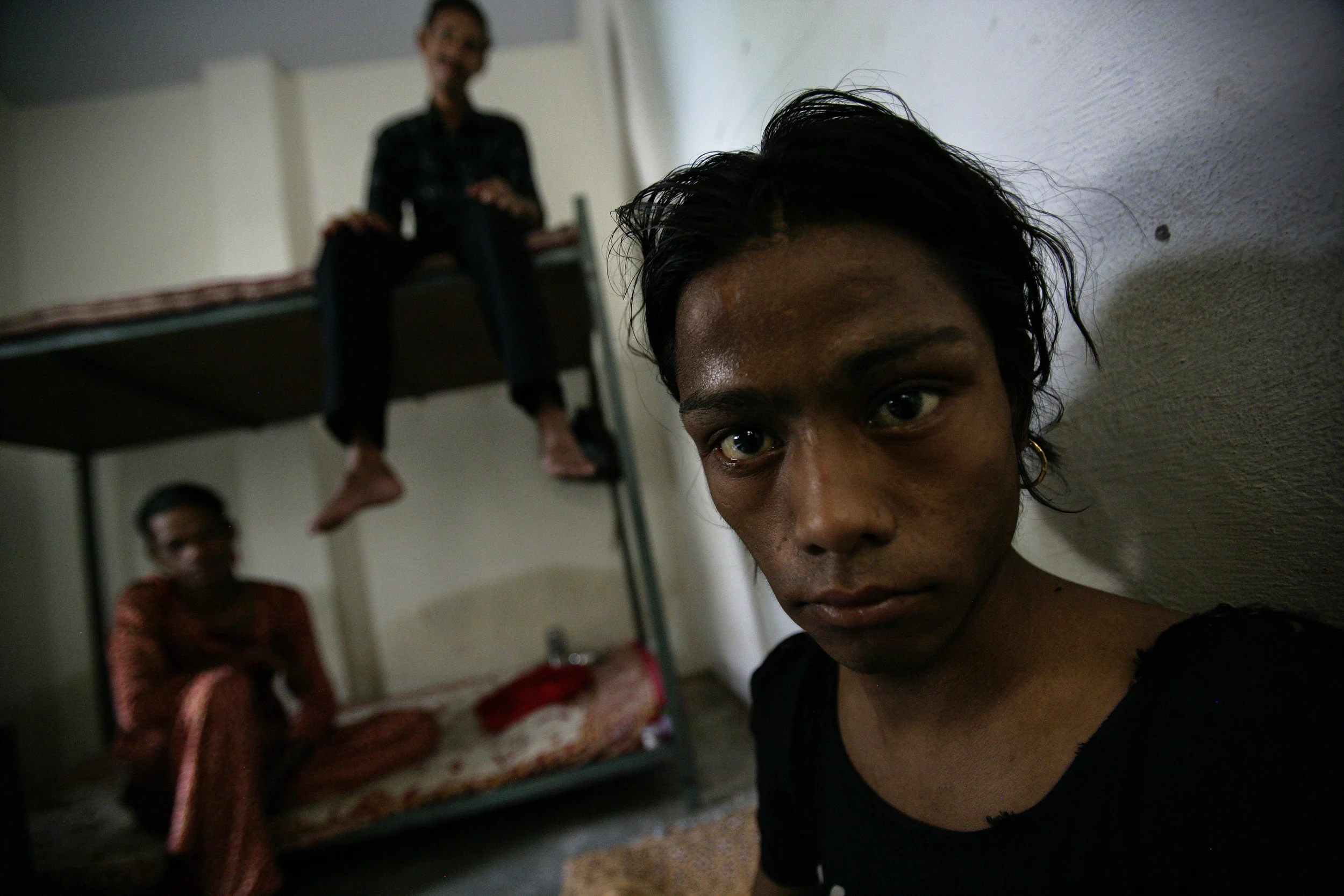 Delhi India June 2006: Sahara, a local NGO, provides shelter, counselling and HIV education to trans-gendered sex worker drug addicts.