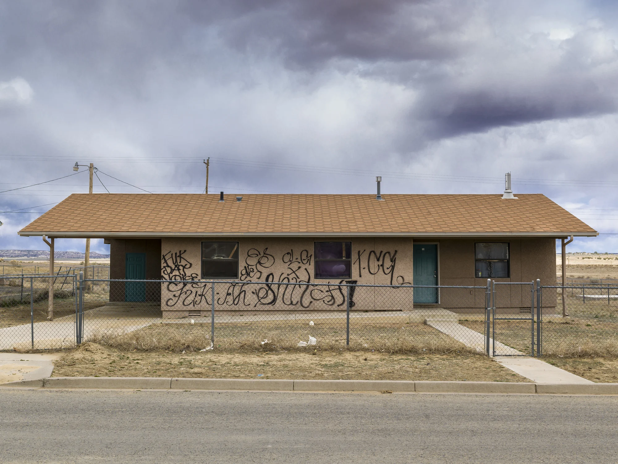 PINON, NAVAJO NATION, ARIZONA, 5 APRIL 2014: Scenes of vandalism in the economically depressed Navajo town, Pinon, Arizona. (Photo by Brent Stirton/Rpeortage for Le Figaro.)