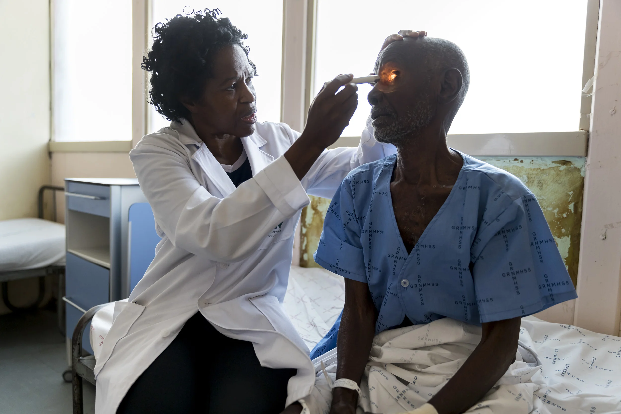 An eye camp for impoverished rural people on the Angolan/Namibian border run by SEE International and Mandela Award winner, Dr Helena Ndume