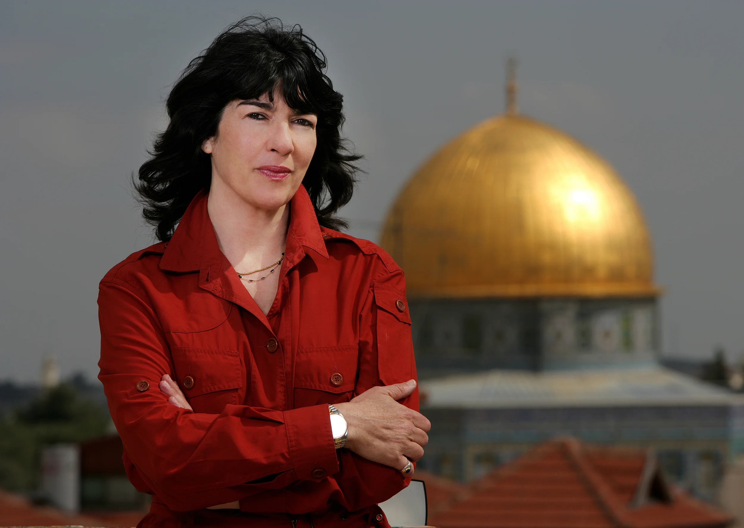 JERUSALEM, ISRAEL-APRIL 2007: CNN's Chief International Correspondent Christiane Amanpour in Israel for CNN special, "God's Warriors." Amanpour was accompanied by Cameraman Rich Brooks, Producer Andy Segal, Executive Director Jody Gottlieb, Sound Technican/Editor Ted Lerner and Israel CNN Producer Mike Schwartz. (Photo by Brent Stirton/Getty Images.)