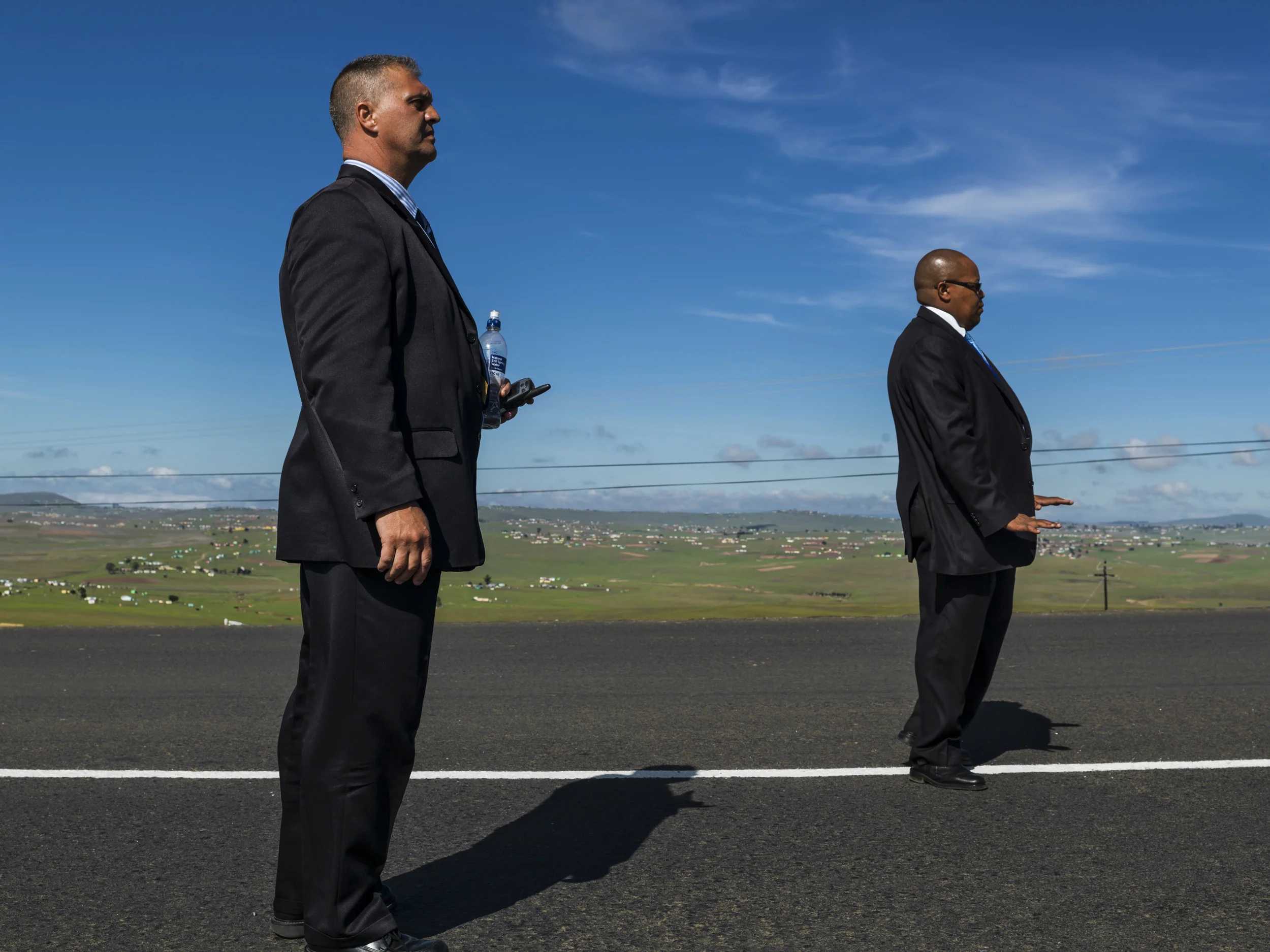 QUNU, EASTERN CAPE, SOUTH AFRICA, 14 DECEMBER 2013: Security is tight for the Nelson Mandela funeral with the Army and Police on full display, Qunu, South Africa, 14 December 2014. An icon of democracy, Mandela was buried at his family home in Qunu after passing away on the 5th December 2013. (Photo by Brent Stirton/Reportage by Getty Images.)