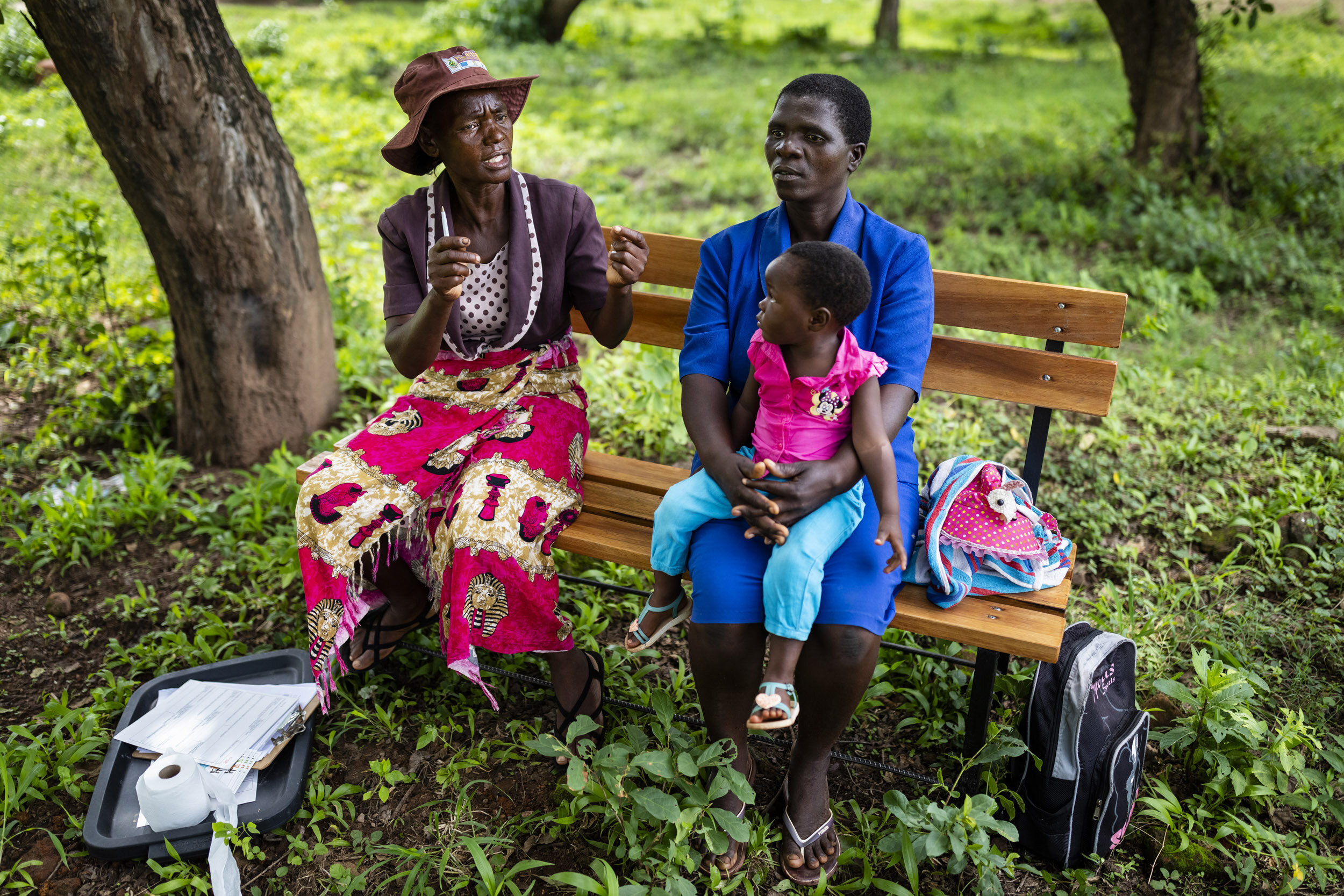 ZAKA, MSVINGO, ZIMBABWE, 24 JANUARY 2020: Elizabeth Mapaire, 56, works as a Friendship Bench counselor in the Zaka area, servicing rural clinics in the area. She is a lay health worker who is paid by the Ministry of Health but her salary is less tha