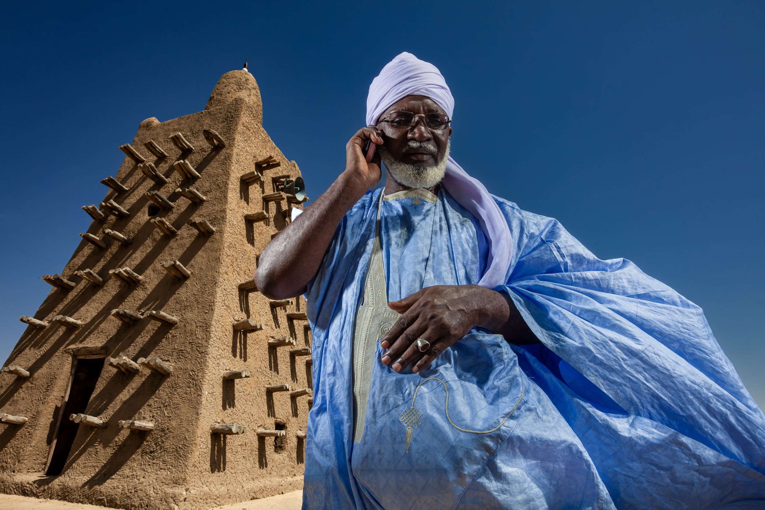 TIMBUKTU, SEPTEMBER 2009: The Imam of the Djingareiber Mosque, Timbuktu's oldest and most important Islamic place of worship, seen during Ramadan, September 6, 2009. Timbuktu is a historical Malian city, a long established centre of learning for Af