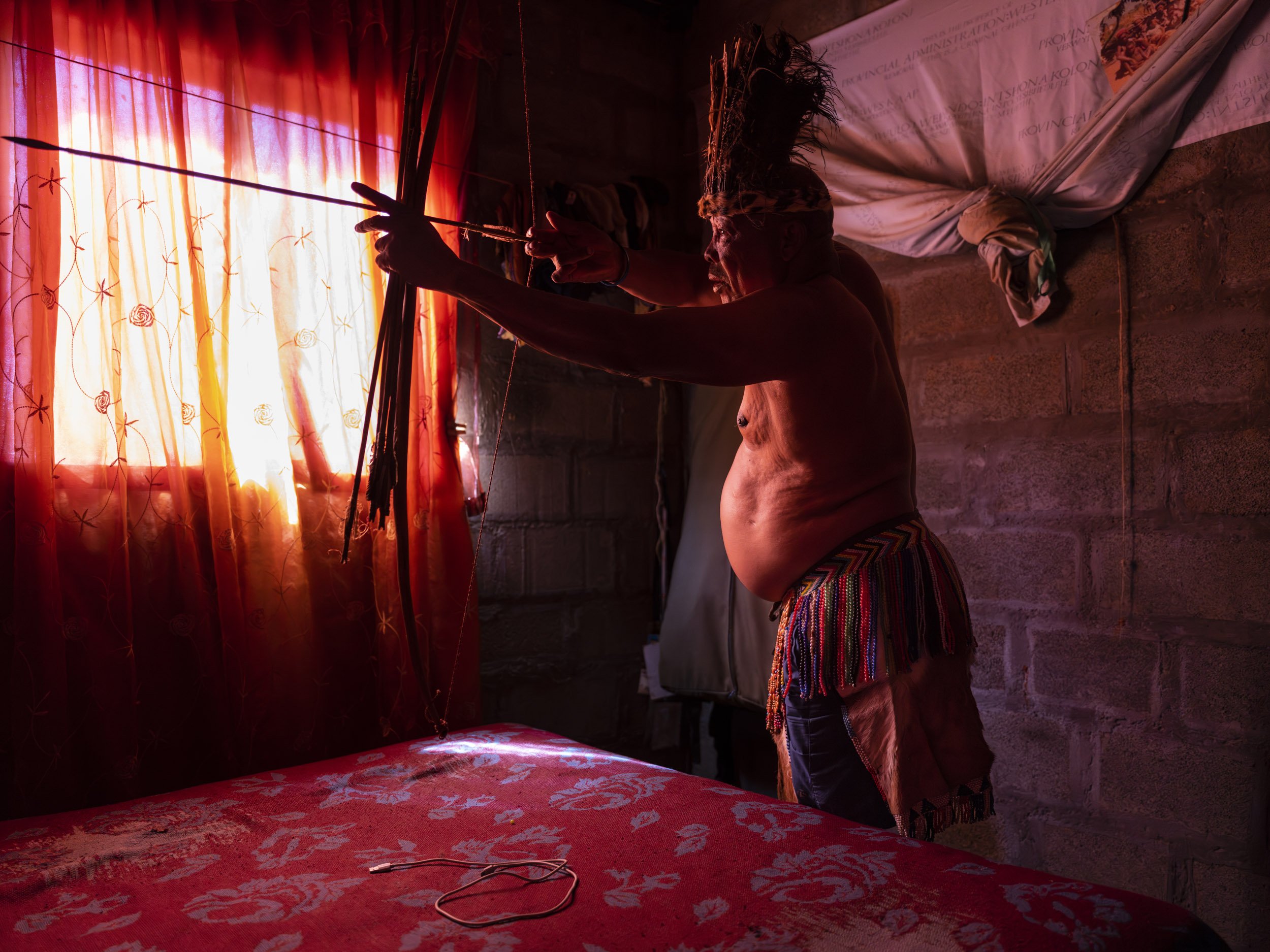 PLATFONTEIN, SOUTH AFRICA: Wentzel Katjarra is a former special forces soldier for 31 Battalion, the bushman battalion of the South African Defence Force during the Angolan war. He lives in poverty in Platfontein, the Khoi San Khwe settlement for fo