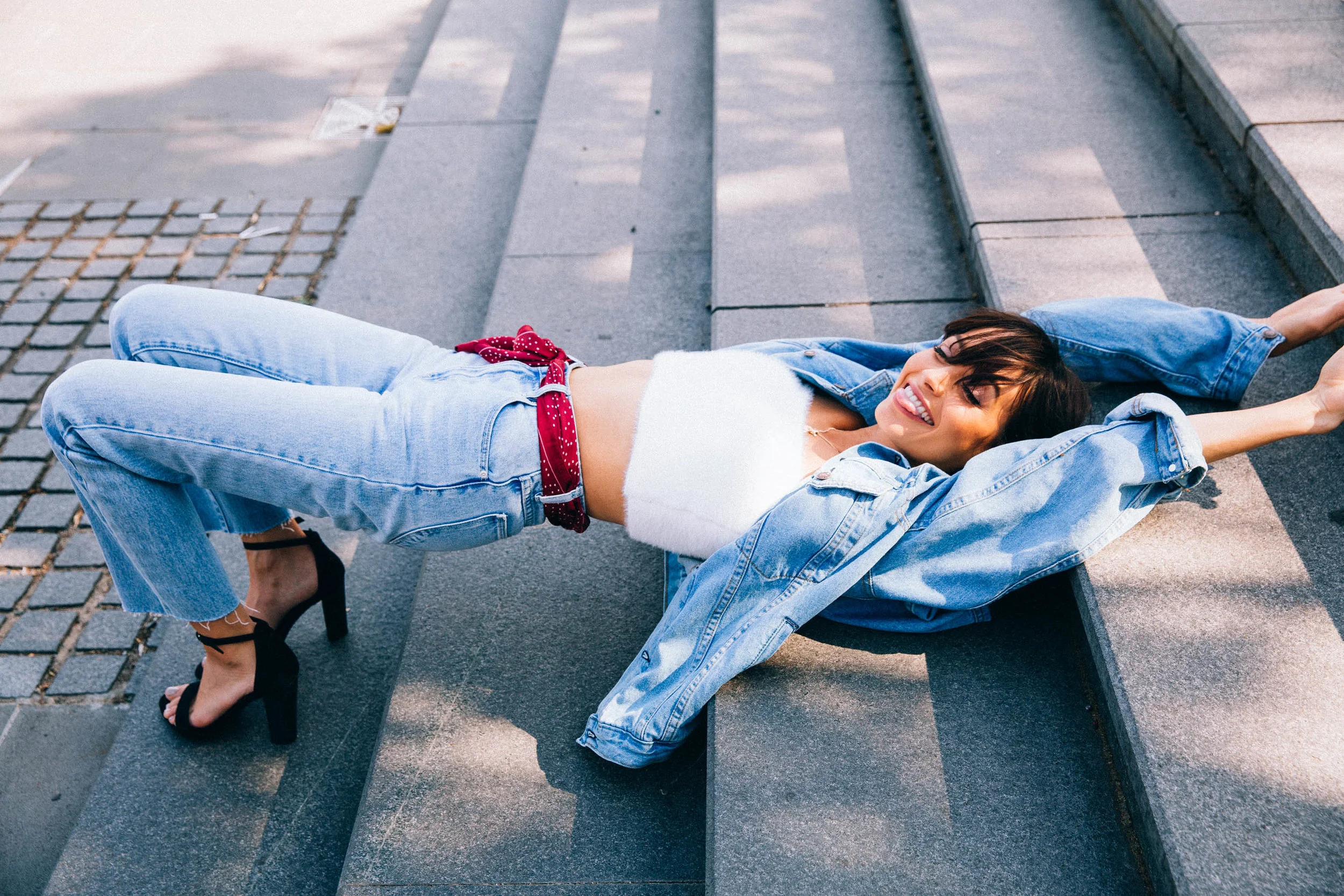 Rockstar Jacket Beverly Hills Bandeau Rolla's / Original Straight Jean Roma Scarf / Maroon Spot