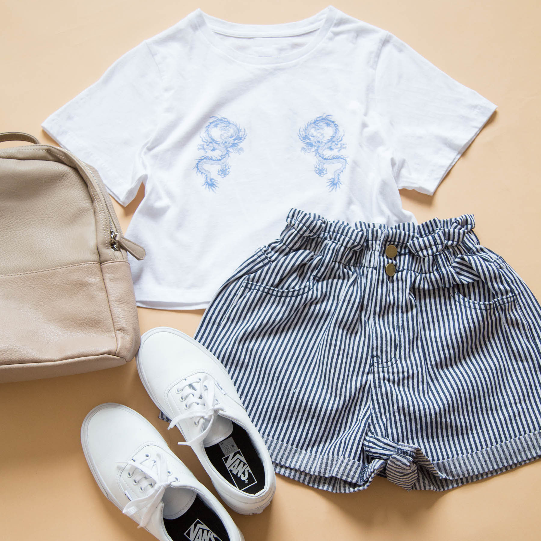 Kirk Shorts navy stripe, beyond her good luck dragon tee, old sku, albert cap, chloe bag beige 3.jpg