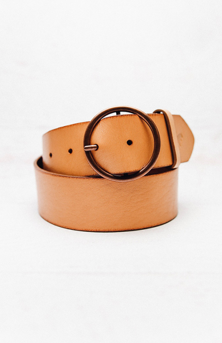 Round Buckle Belt - Tan