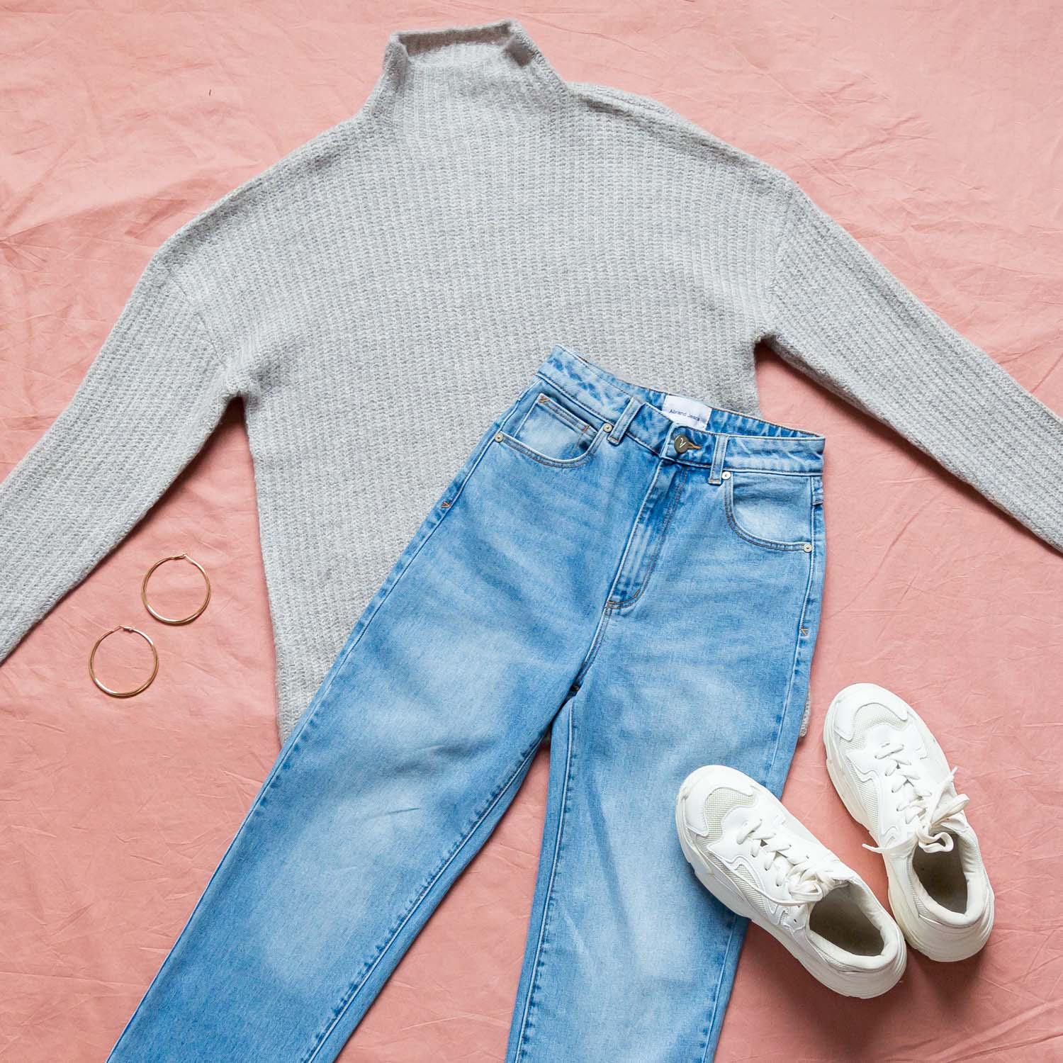 Lets Snuggle Sweater, A Venice Straight Jeans - alicia, mutha sneakers - white, urbain gold hoop earrings.jpg