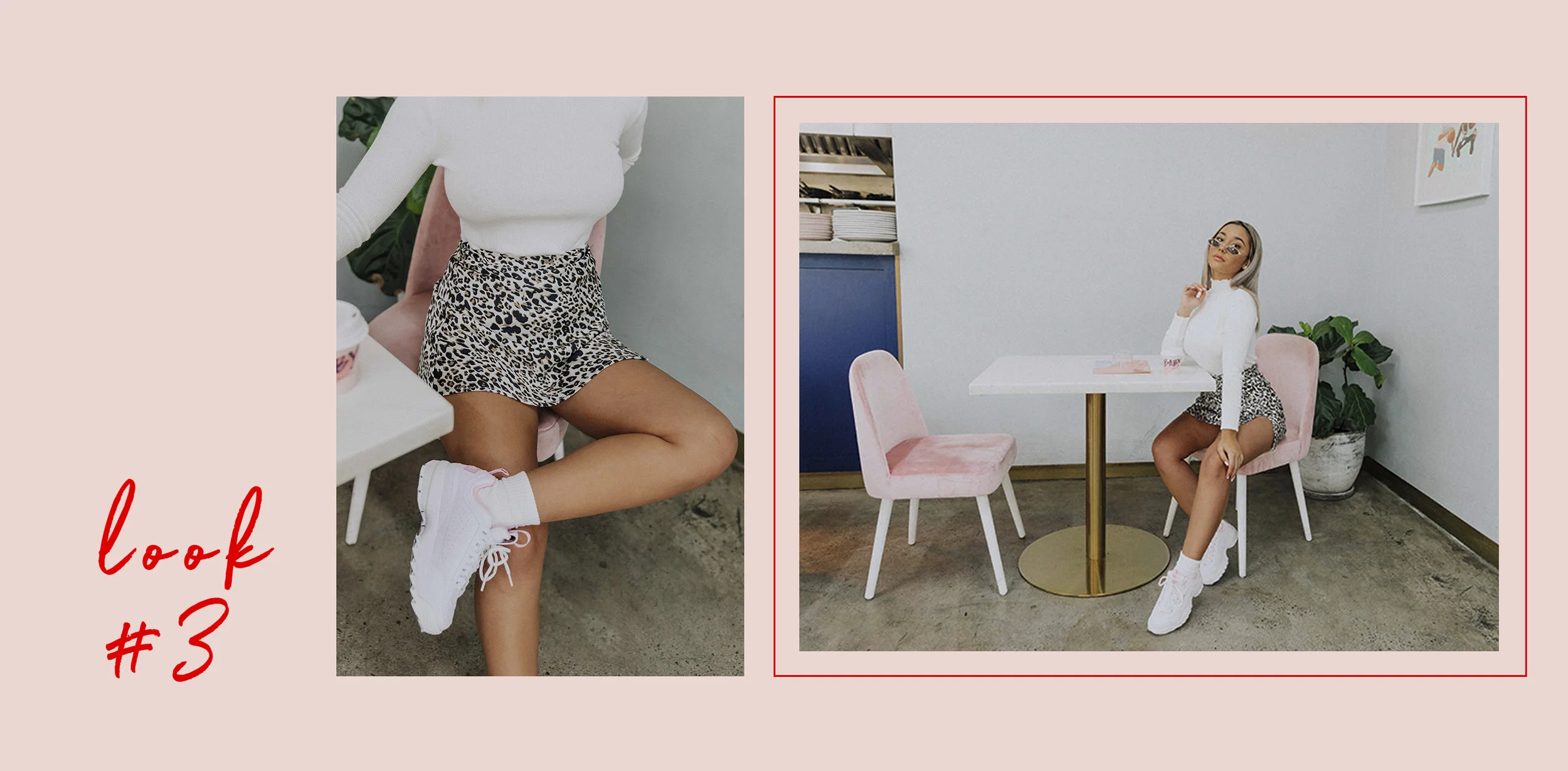Lacey wears the: Thea Ribbed Top , Adama Mini Skirt and FILA Sneakers