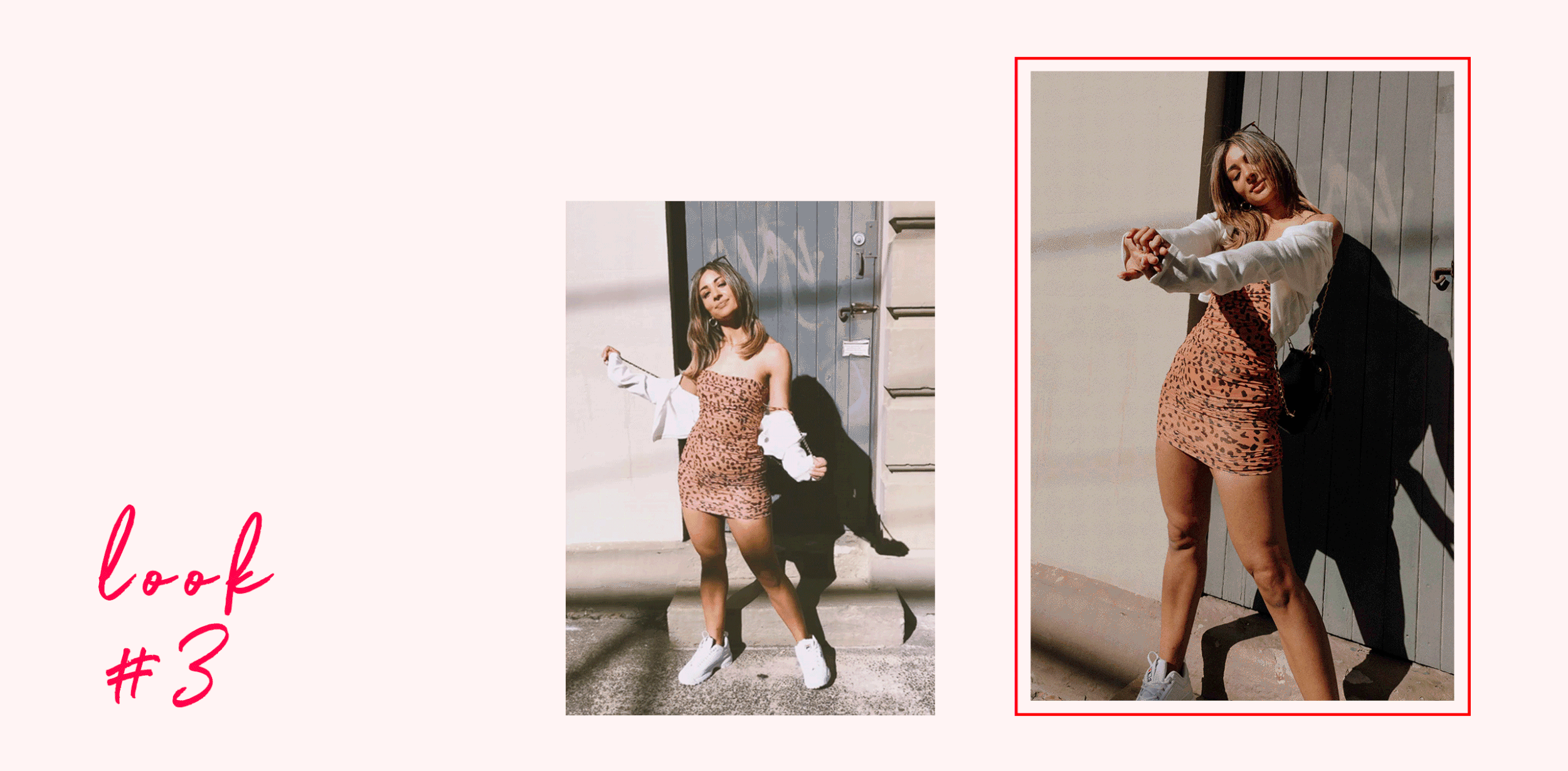 Ellese wears the Cher Cropped Cardigan , True Colours Dress and FILA Disruptor li Sneakers.