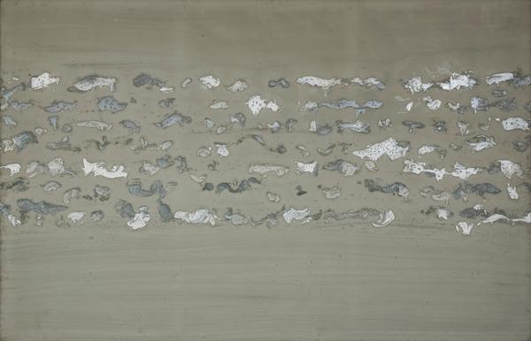   Judit Reigl.  Unfolding   , 1979, mixed media on canvas,&nbsp;76 1/2 x 118 inches  
