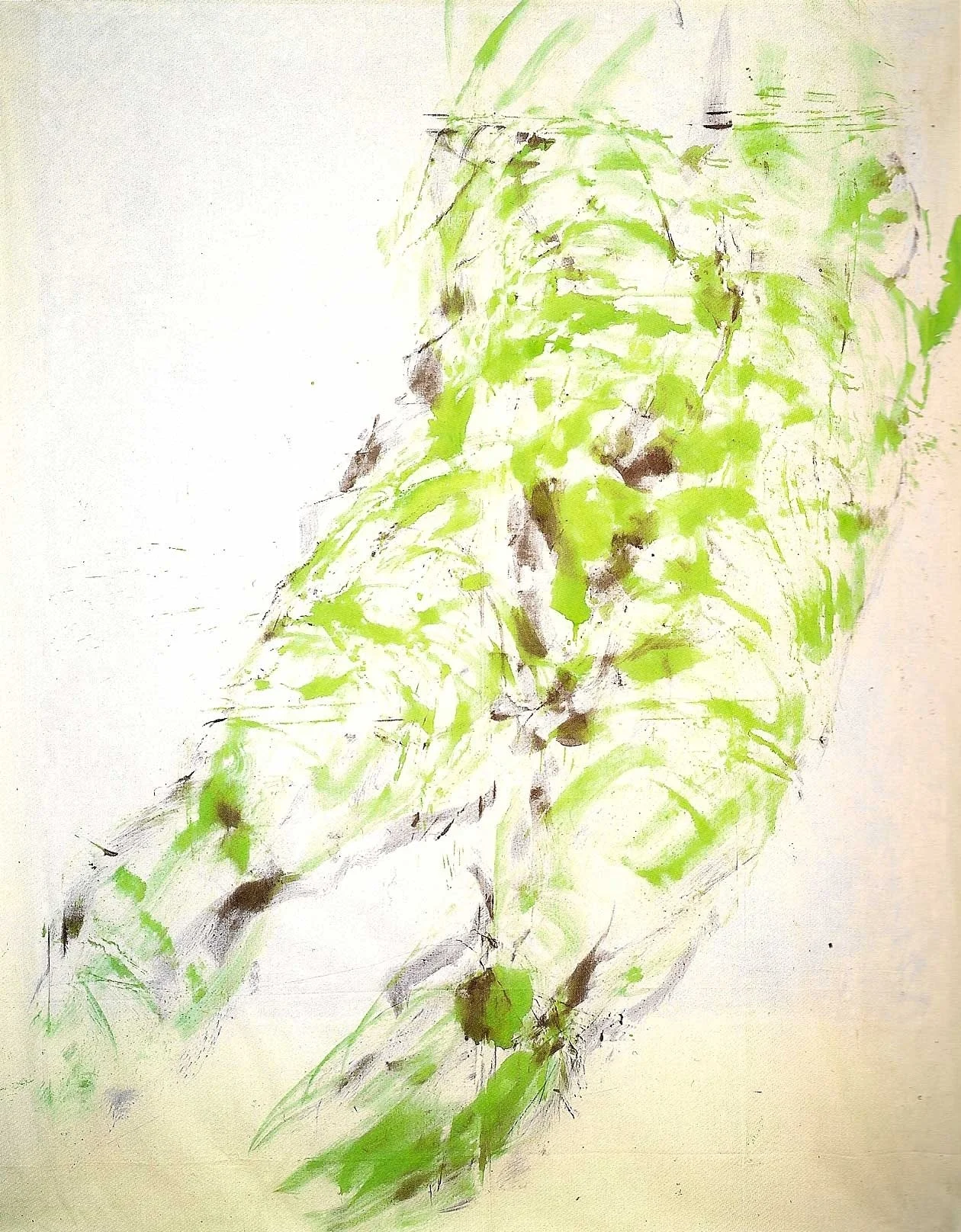 Judit Reigl. Drape/Decoding (Drap/Decodage), 1973, tempera imprint on canvas, 140 x 96 inches
