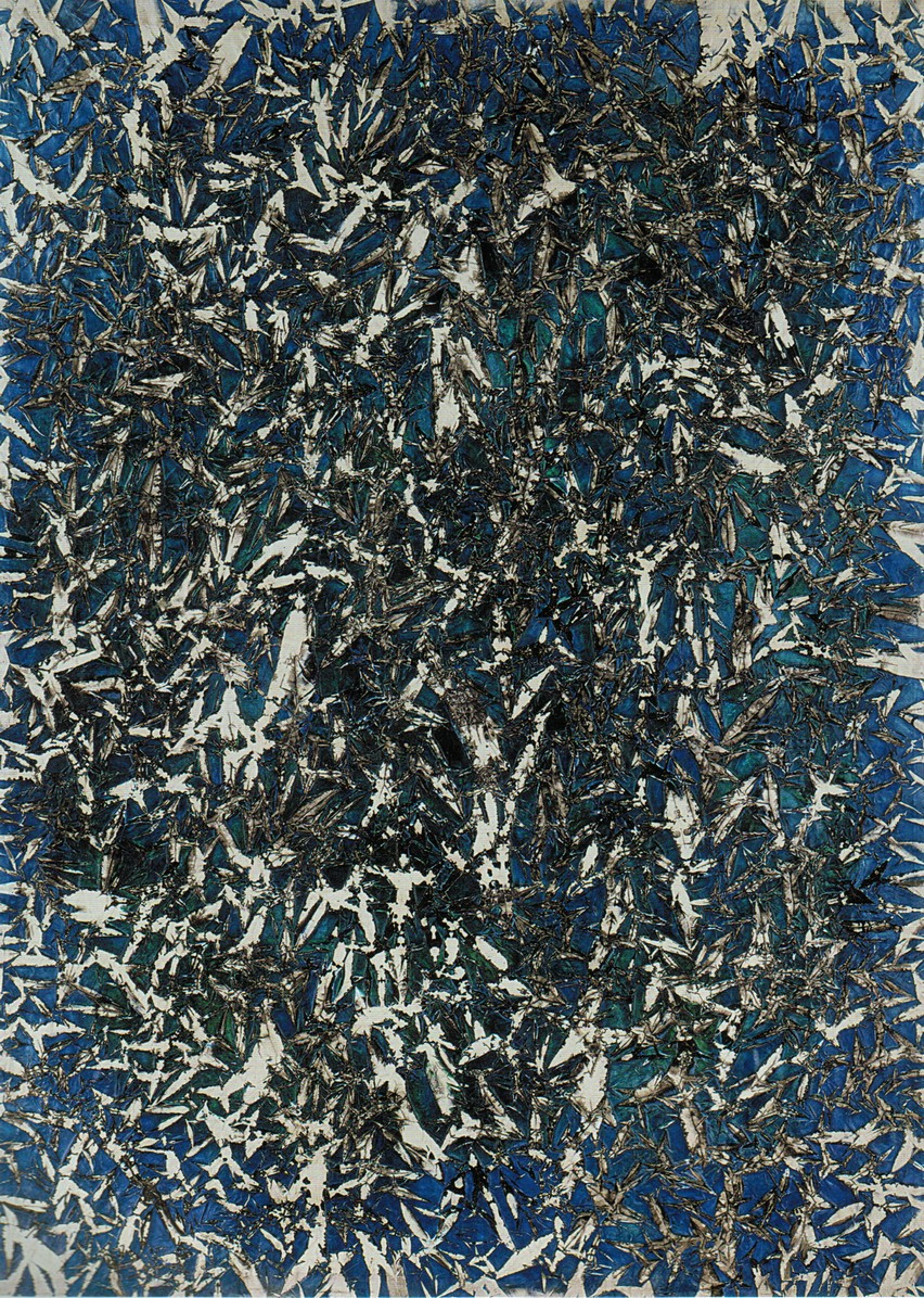 Simon HANTAI. Mariale (m. a. 3), 1960, oil on canvas, 108 3/8 x 77 3/8 inches, Centre Pompidou, Paris