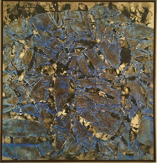 Simon HANTAI, Mariale (m. c. 6) , 1962, oil on canvas, 87 7/8 x 83 1/2 inches, Fondation Maeght, Saint-Paul-de-Vence, France