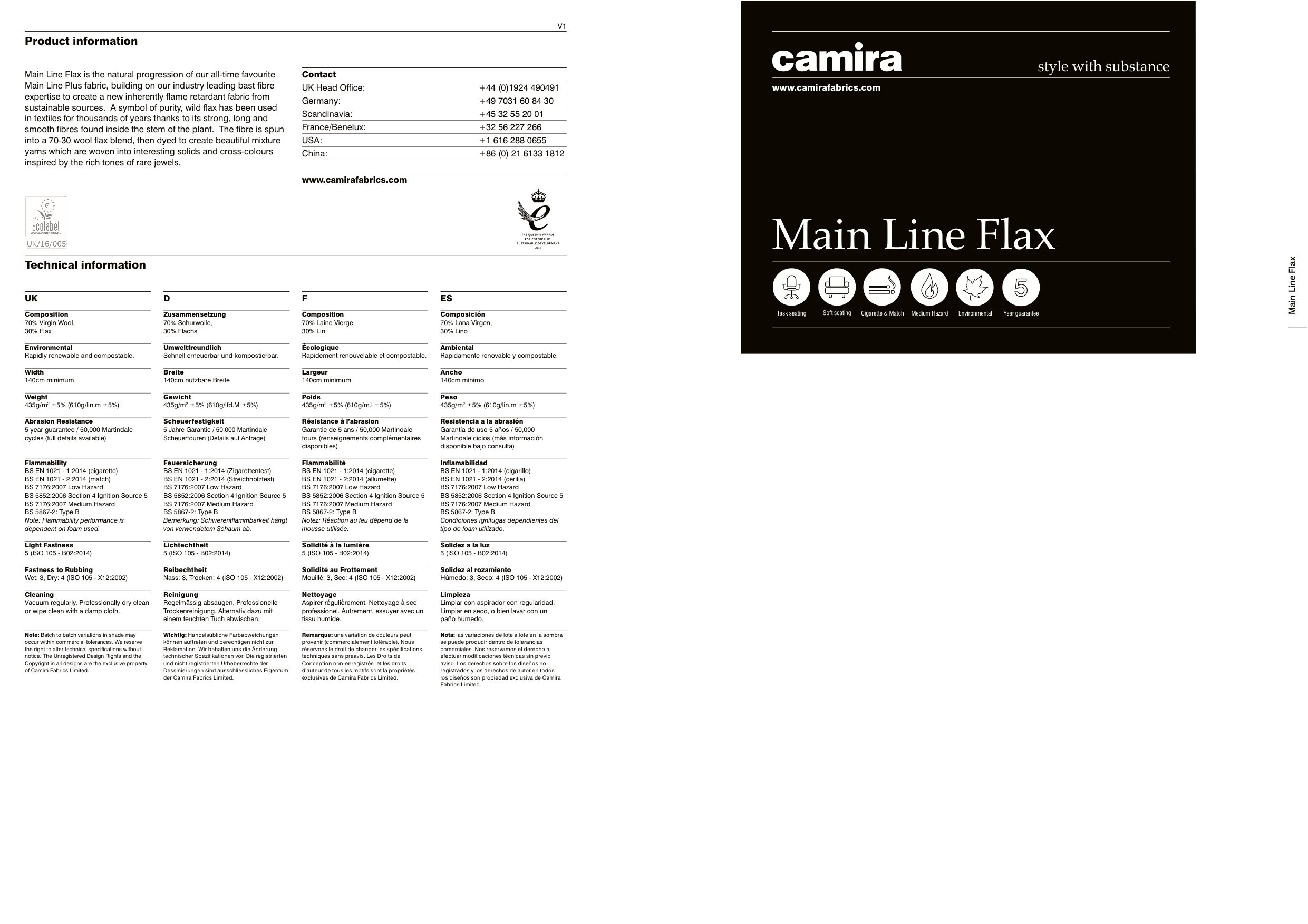 Camira Main Line Flax 2015