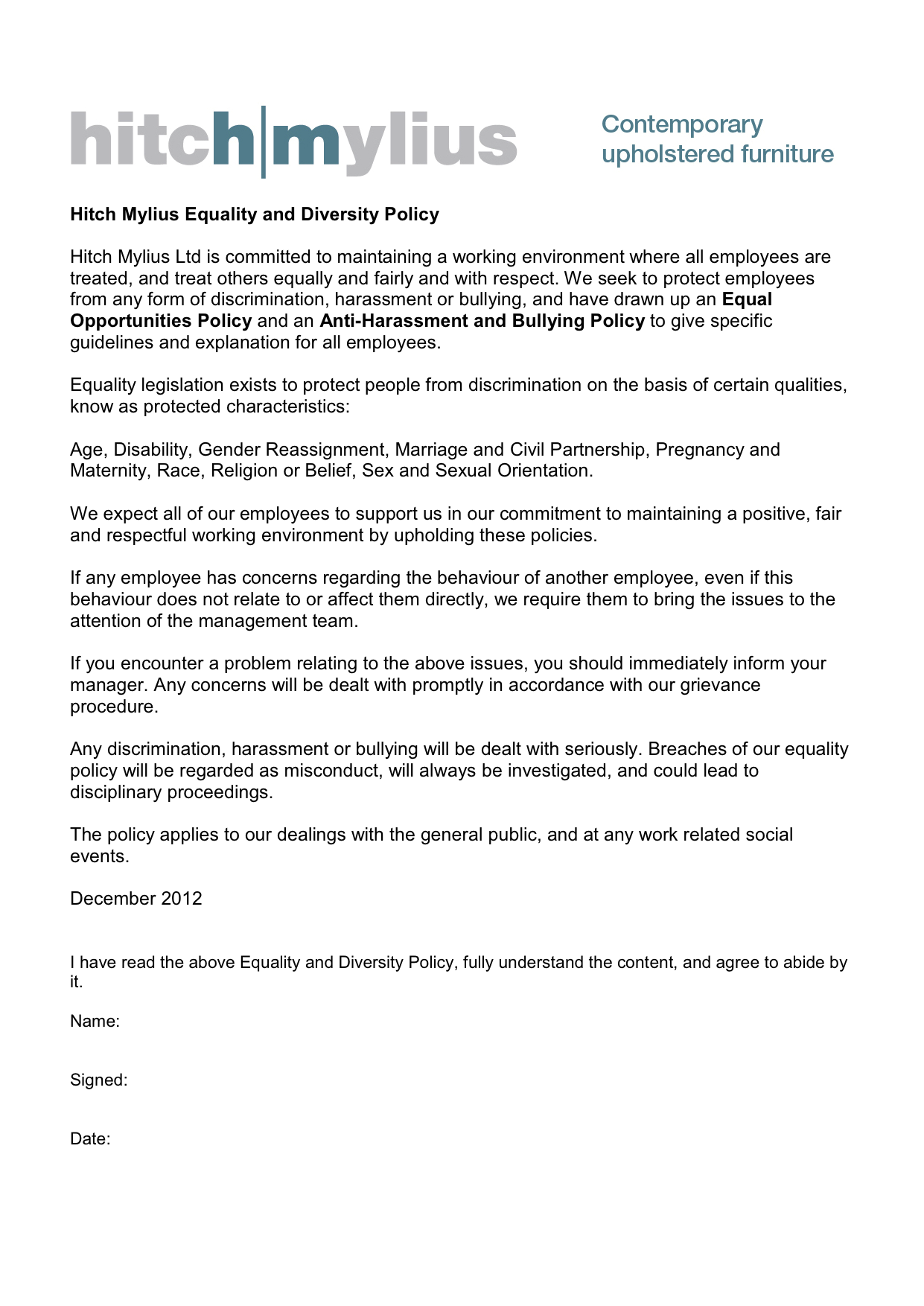 Equality and Diversity Policy Dec 2012