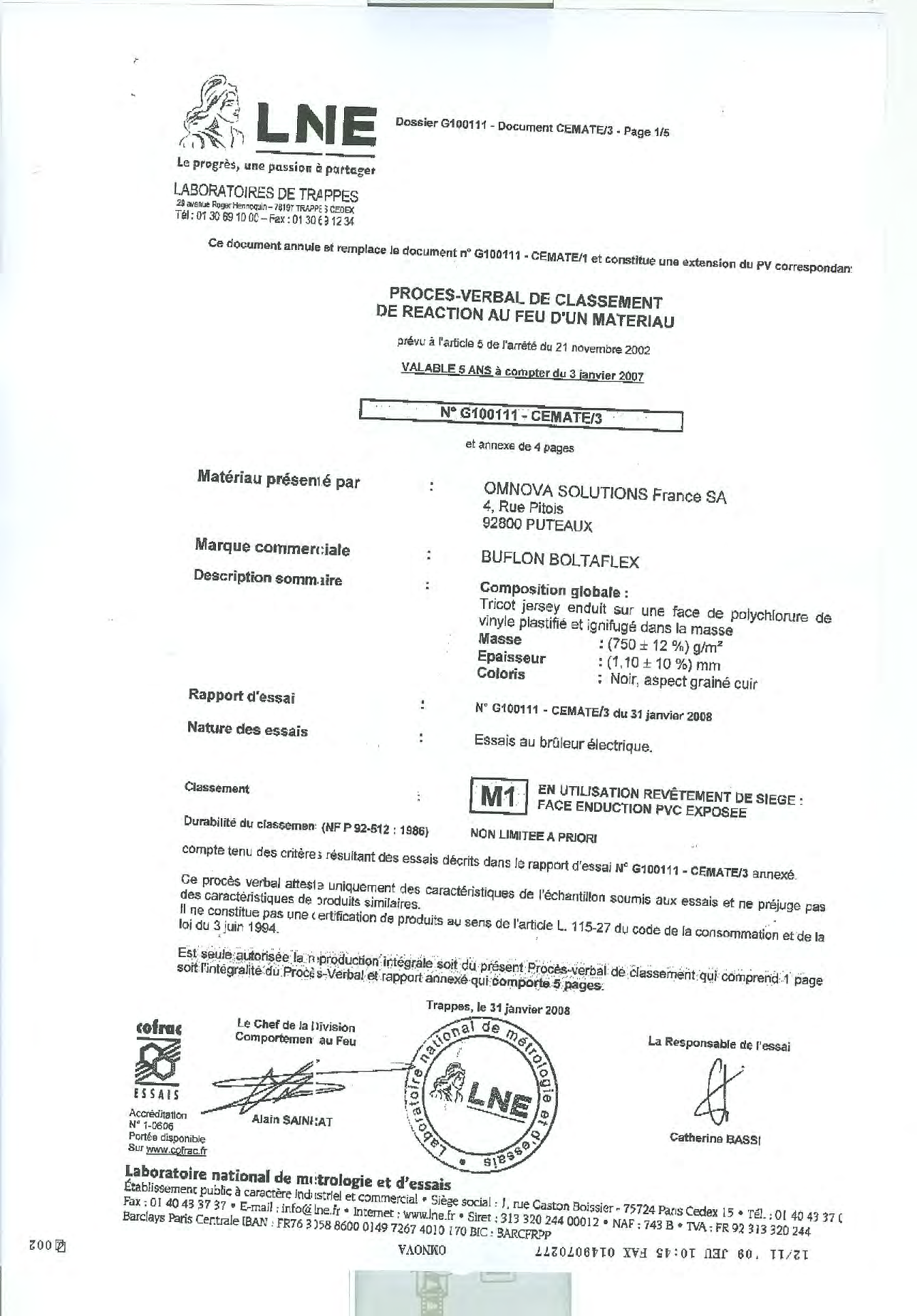 Boltaflex Certificat M1