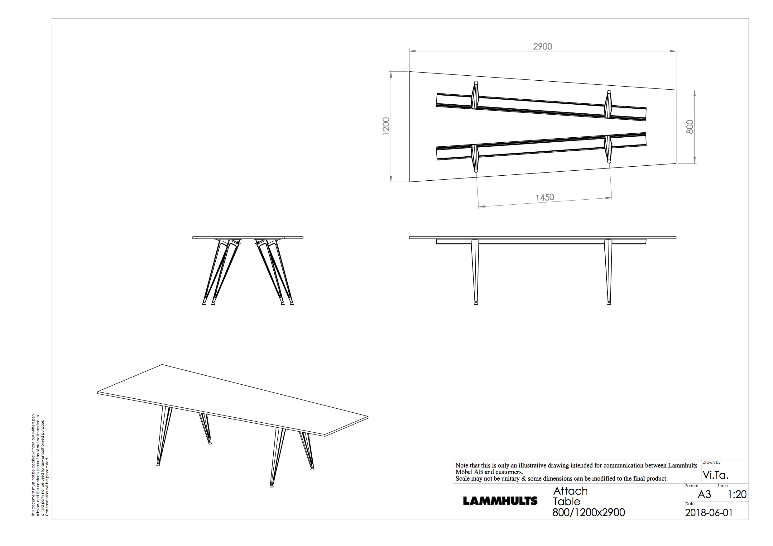 Attach Table 800x1200x2900