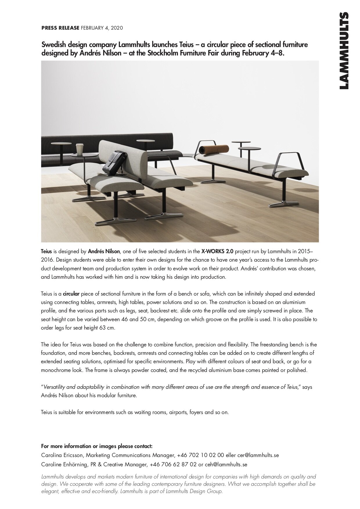 Lammhults - Press Release - Teius - 2020