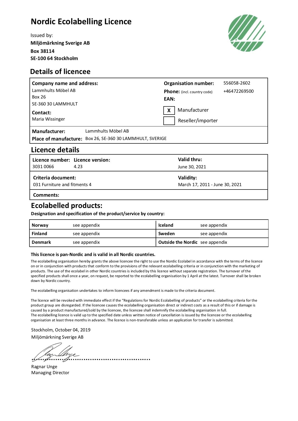 Swan Certificate - Details