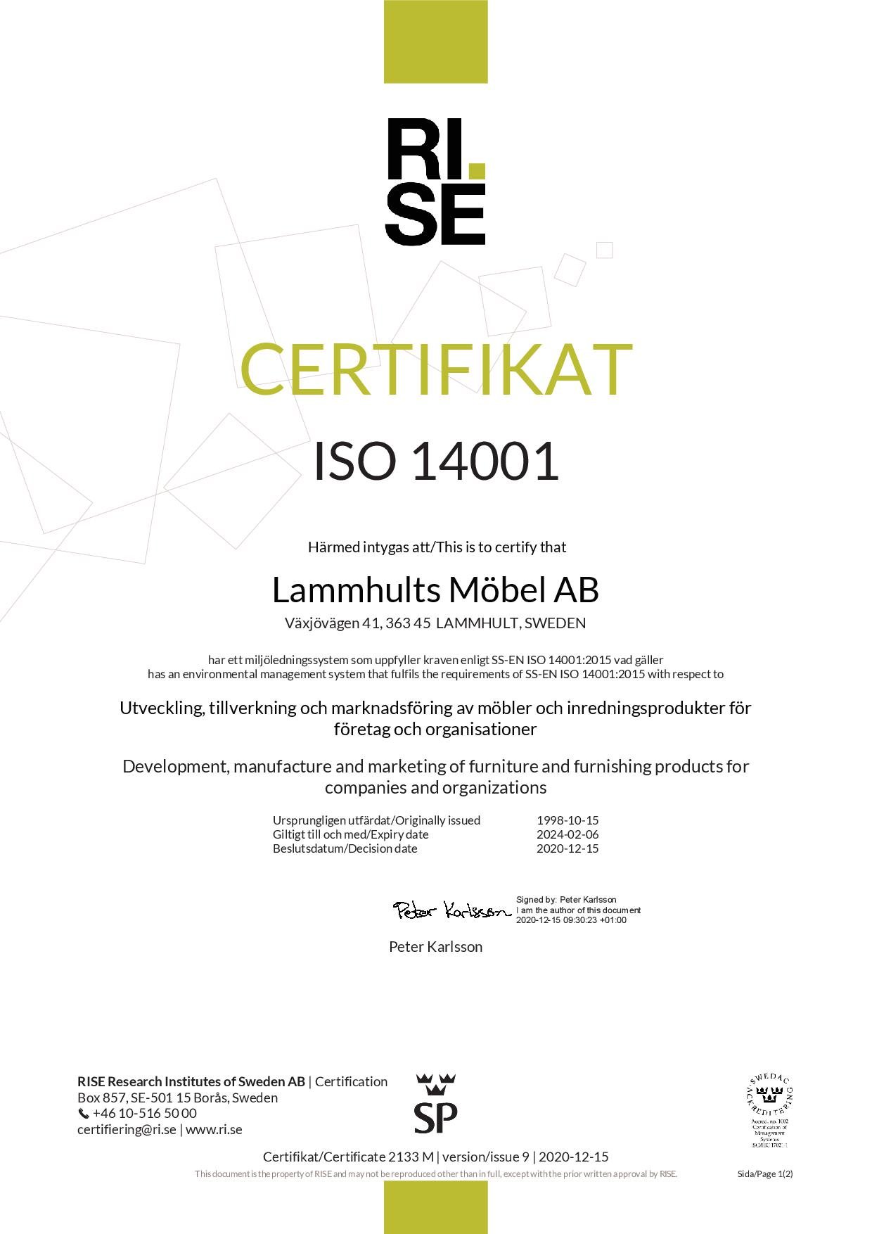 Lammhults Iso14001