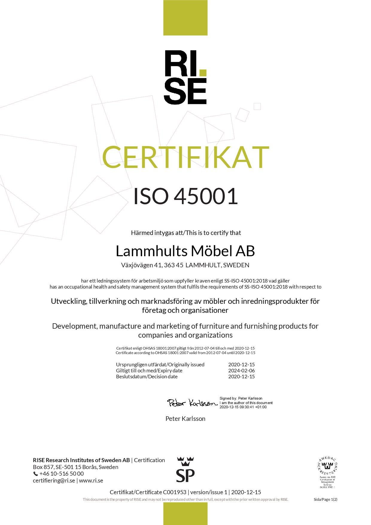 Lammhults Iso45001