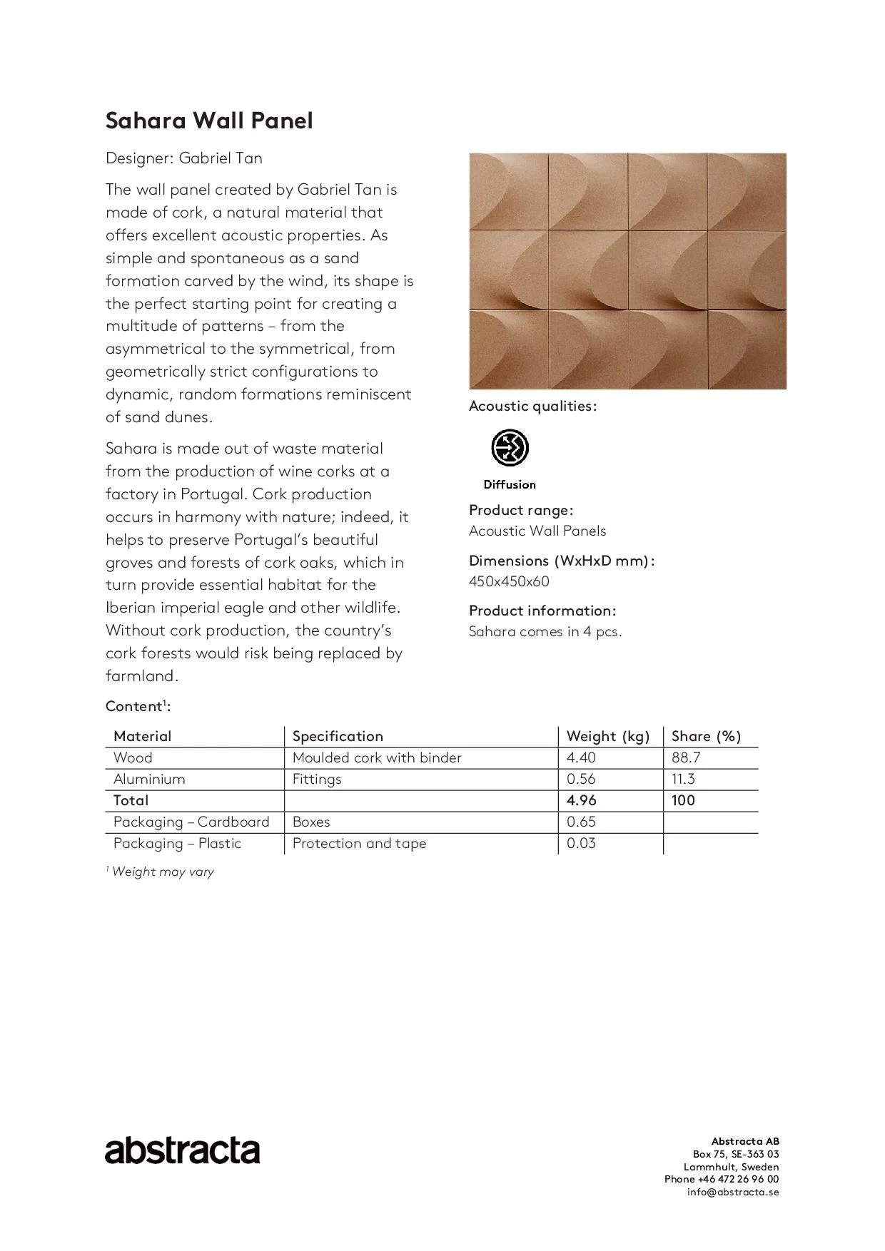 Sahara technical data sheet