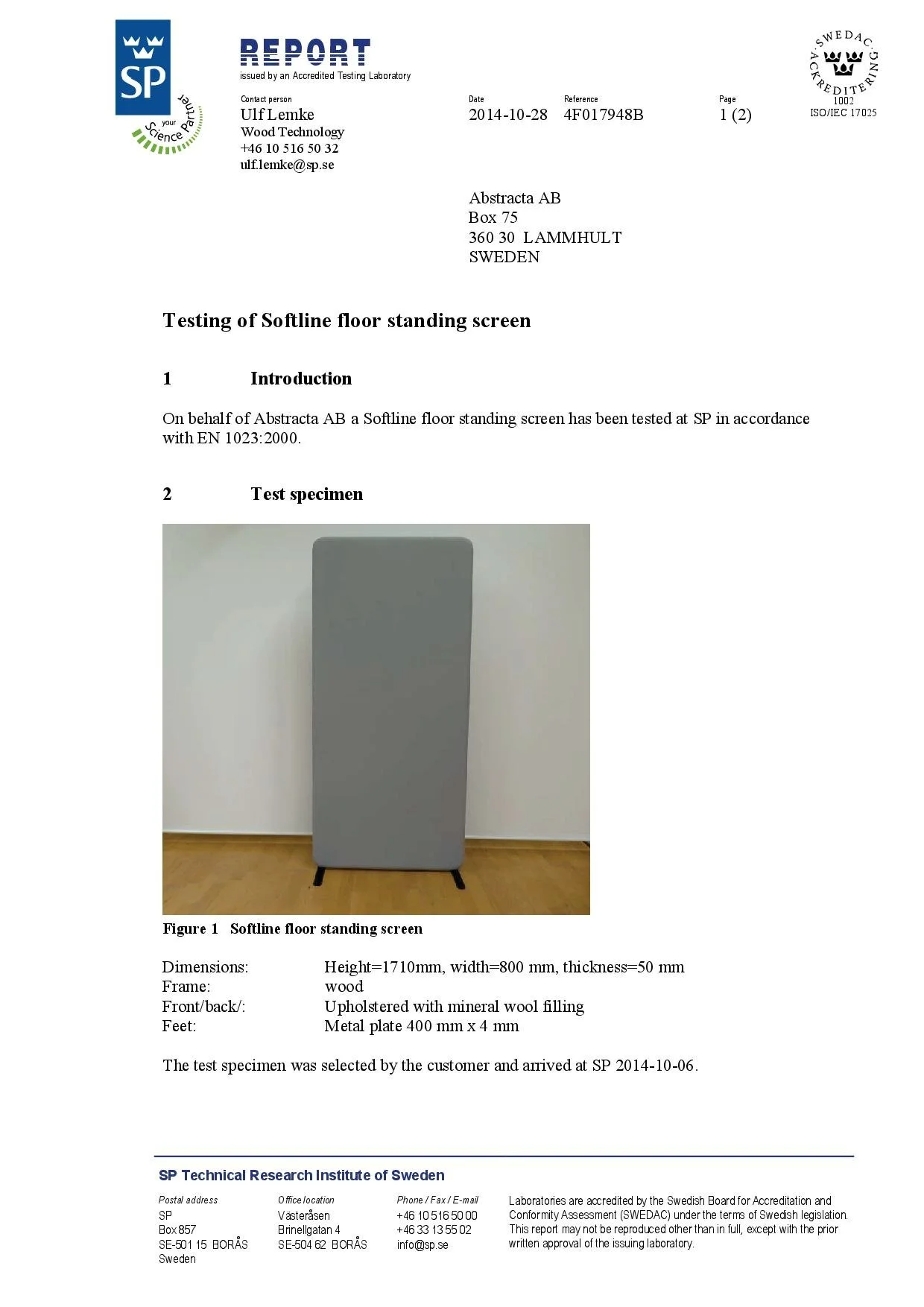 Softline floor stability test